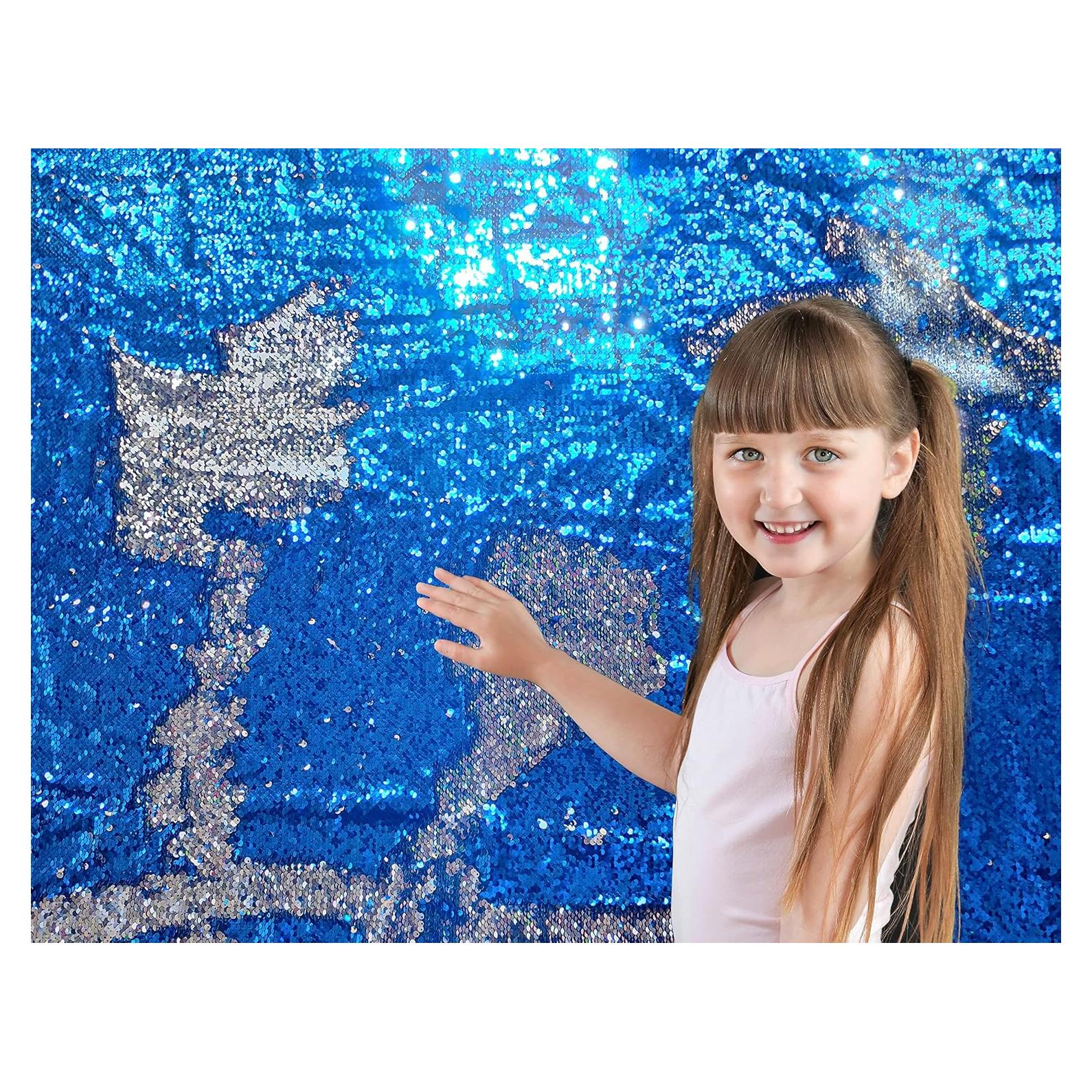 Tela de Lentejuelas Sensoria Penepico 10 Yardas Azul Zafiro Plata