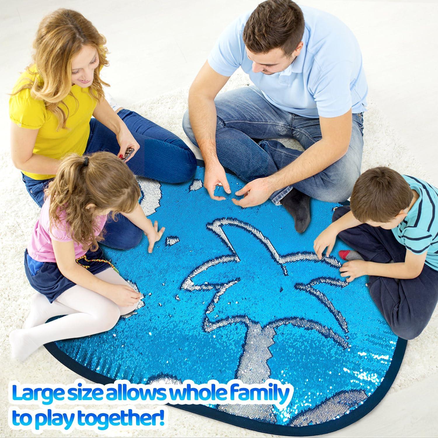 Alfombra Sensorial de Lentejuelas SWEIBOTANITY Azul Grande