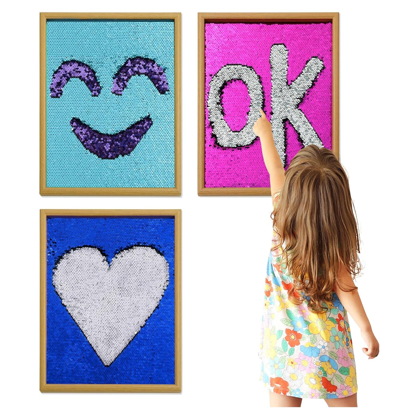 BALAPET 3 Paneles Sensoriales de Madera con Lentejuelas Reversibles