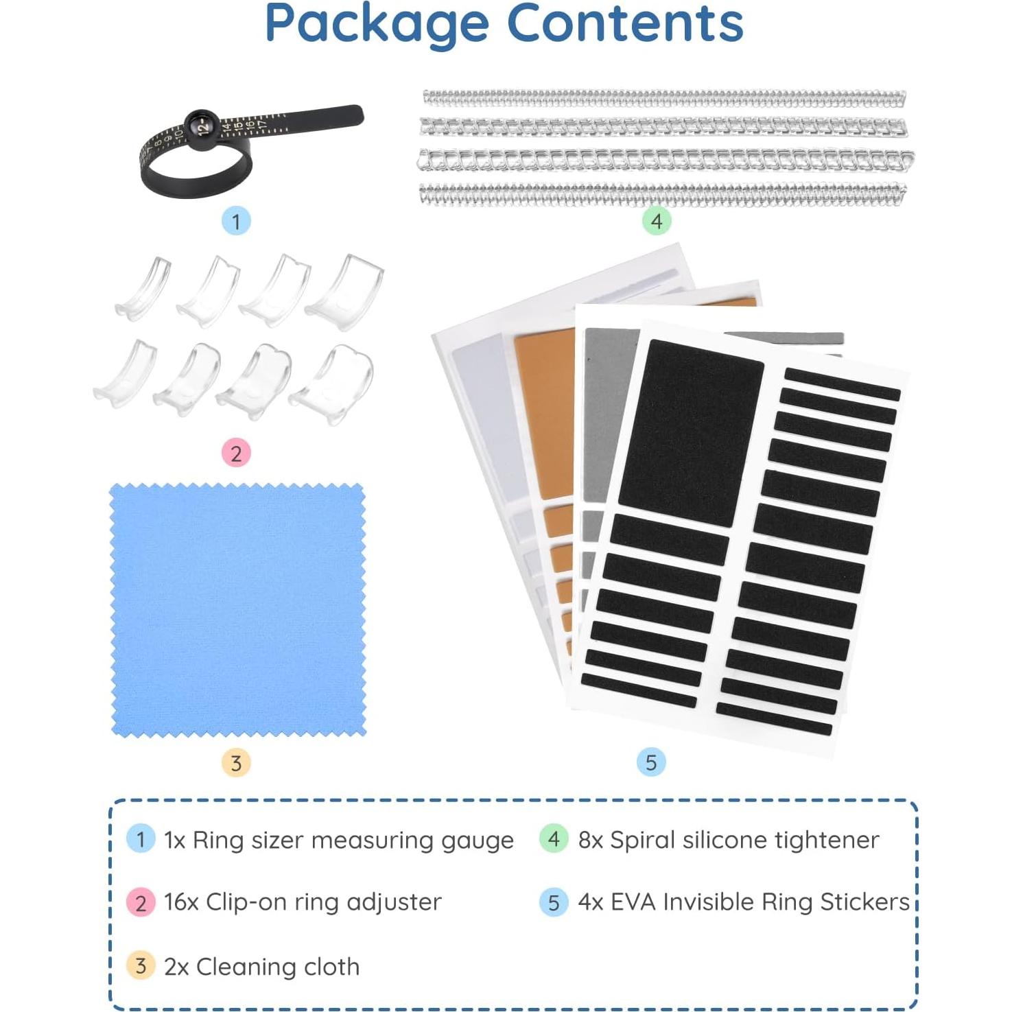 Ajustador de Tamaño de Anillo Gleamkid 103 Piezas Kit Completo