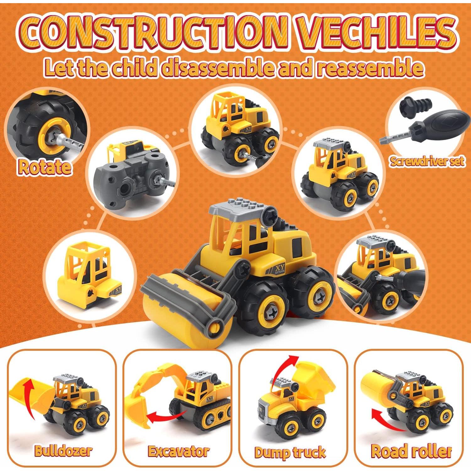 Kit de Arena de Construcción YIDESTARS con 4 Camiones y Accesorios