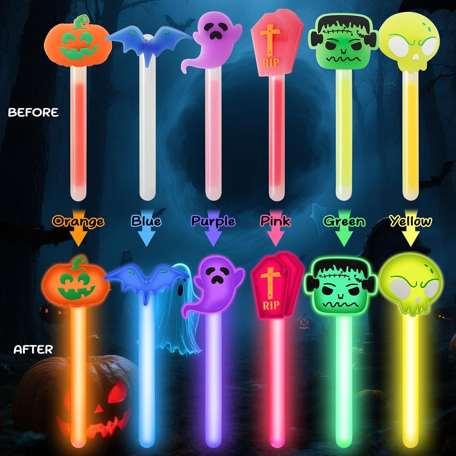 Paquete de 24 Palos de Luz Halloween AFZMON 10.16 cm Brillantes