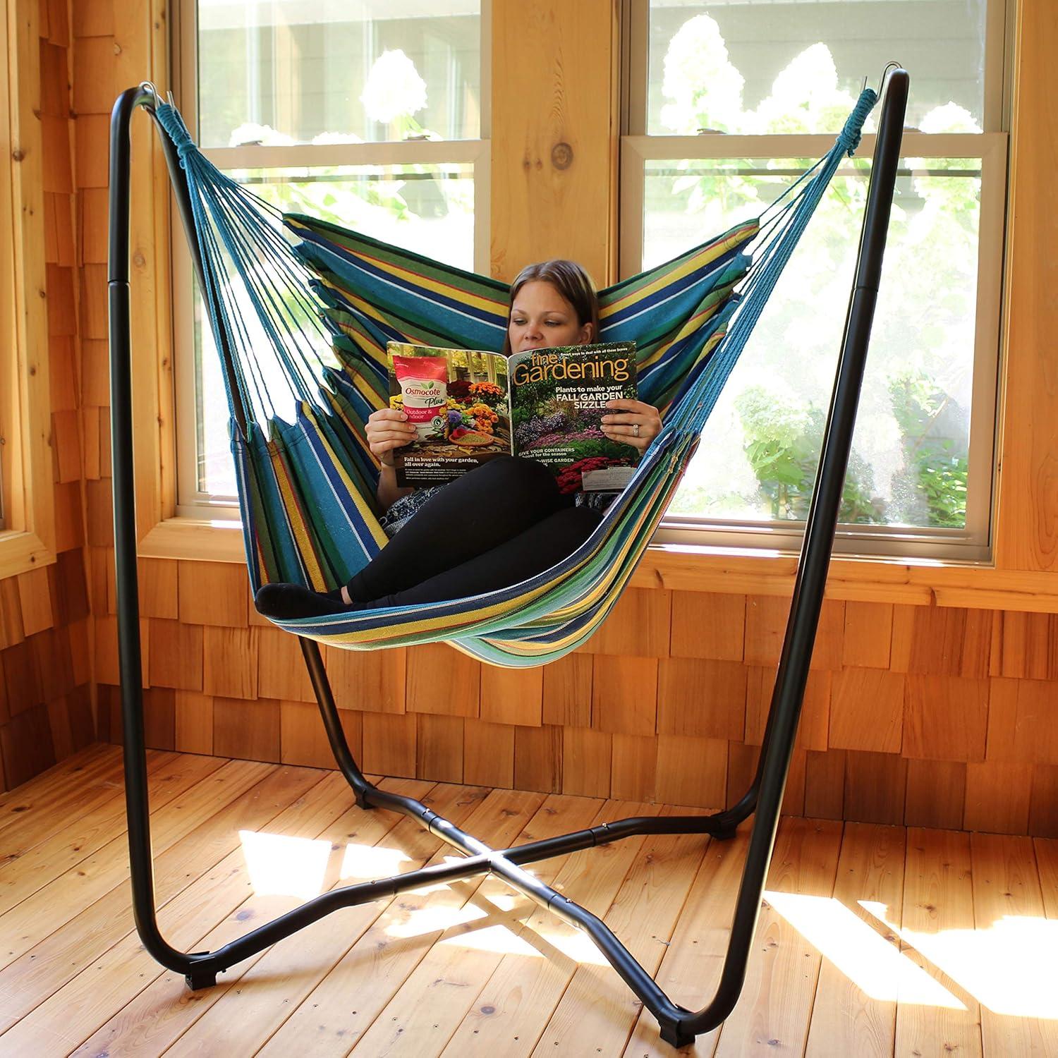 Silla Hamaca Colgante Sunnydaze con Soporte Ahorra Espacio