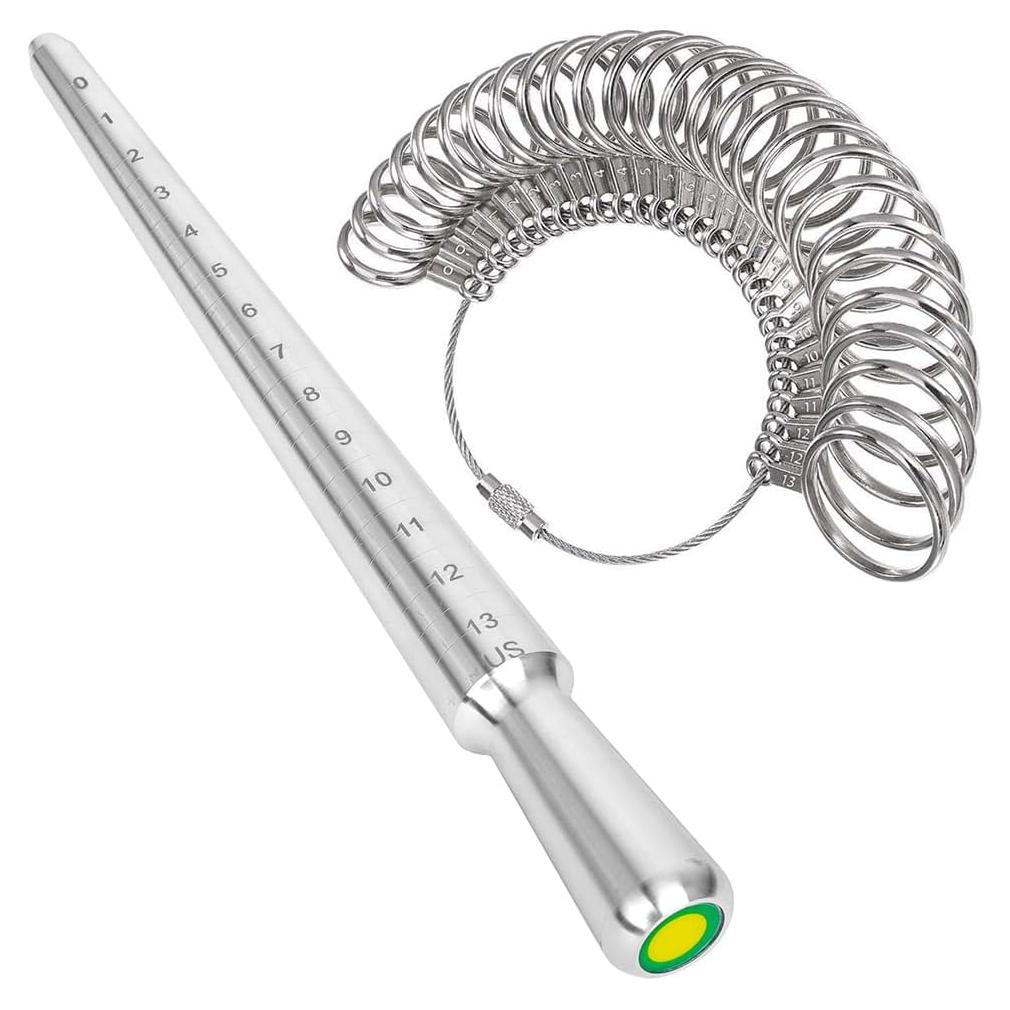Kit Medidor de Tamaño de Anillo Metálico 27 Piezas