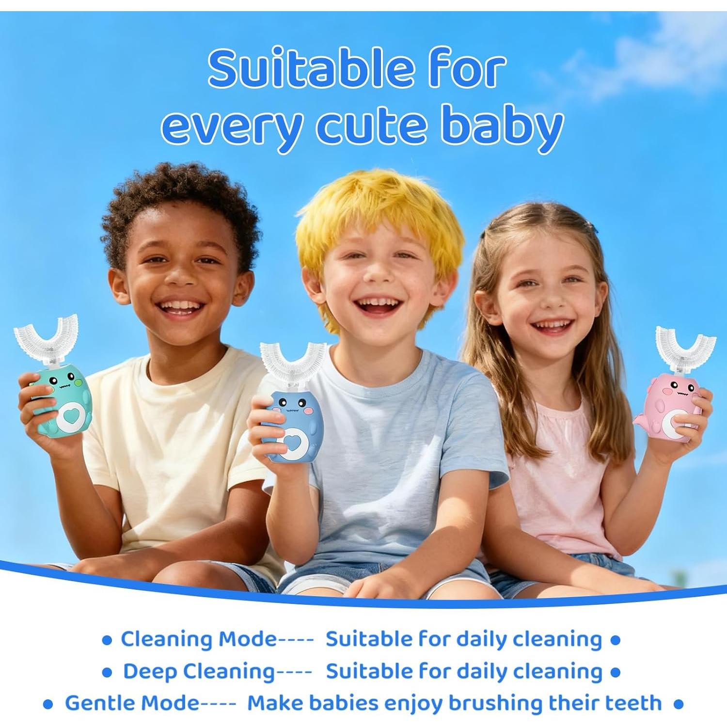 Cepillo de dientes eléctrico para niños U-Shaped Dino IPX7