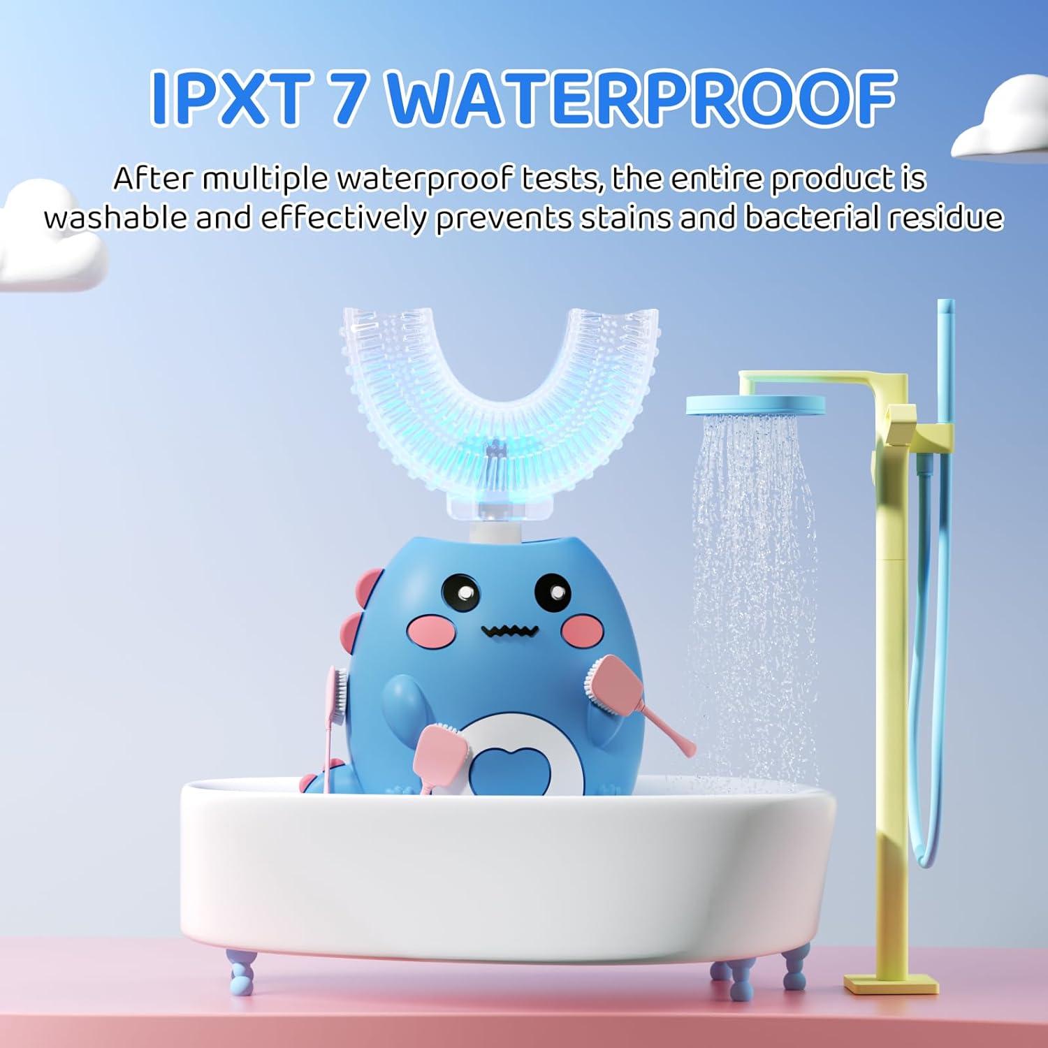 Cepillo de dientes eléctrico para niños U-Shaped Dino IPX7