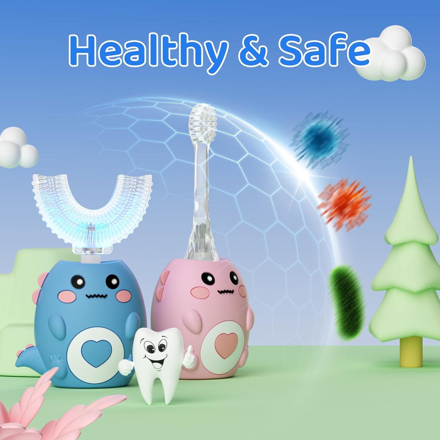 Cepillo de dientes eléctrico para niños U-Shaped Dino IPX7