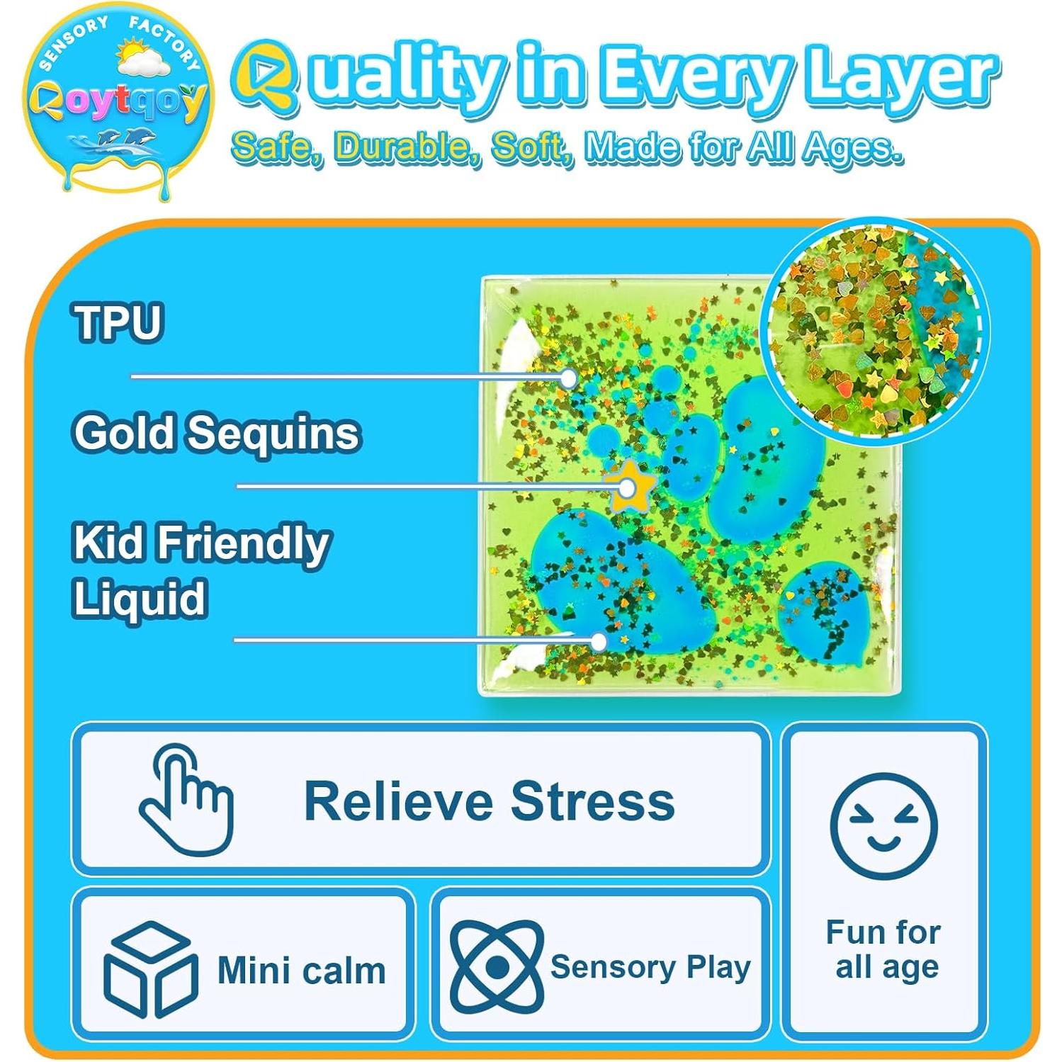 Losas de Gel Sensorial Qoytqoy 12 Paquetes Antiestrés 15x15cm