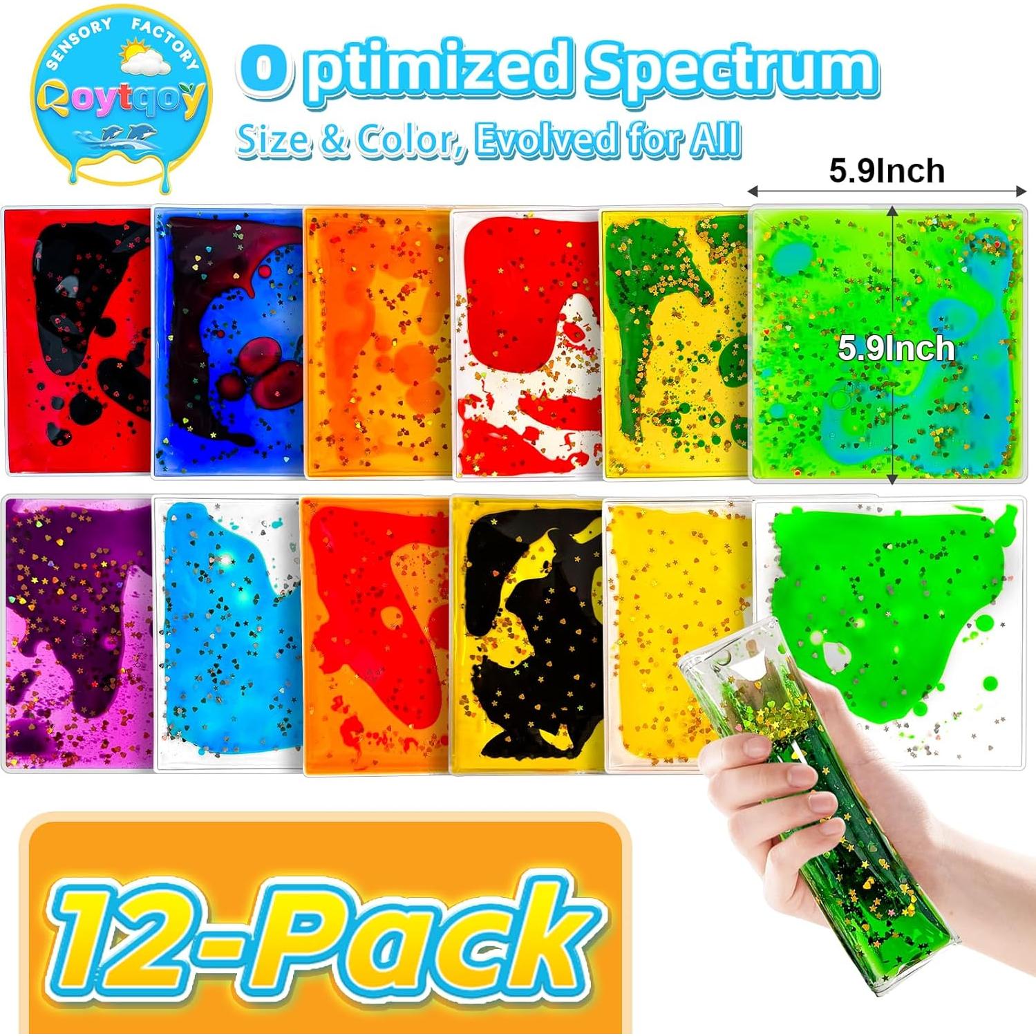 Losas de Gel Sensorial Qoytqoy 12 Paquetes Antiestrés 15x15cm