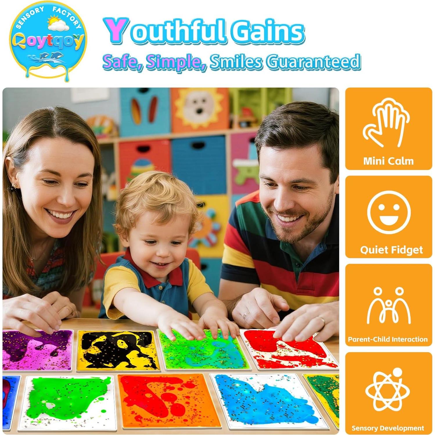 Losas de Gel Sensorial Qoytqoy 12 Paquetes Antiestrés 15x15cm