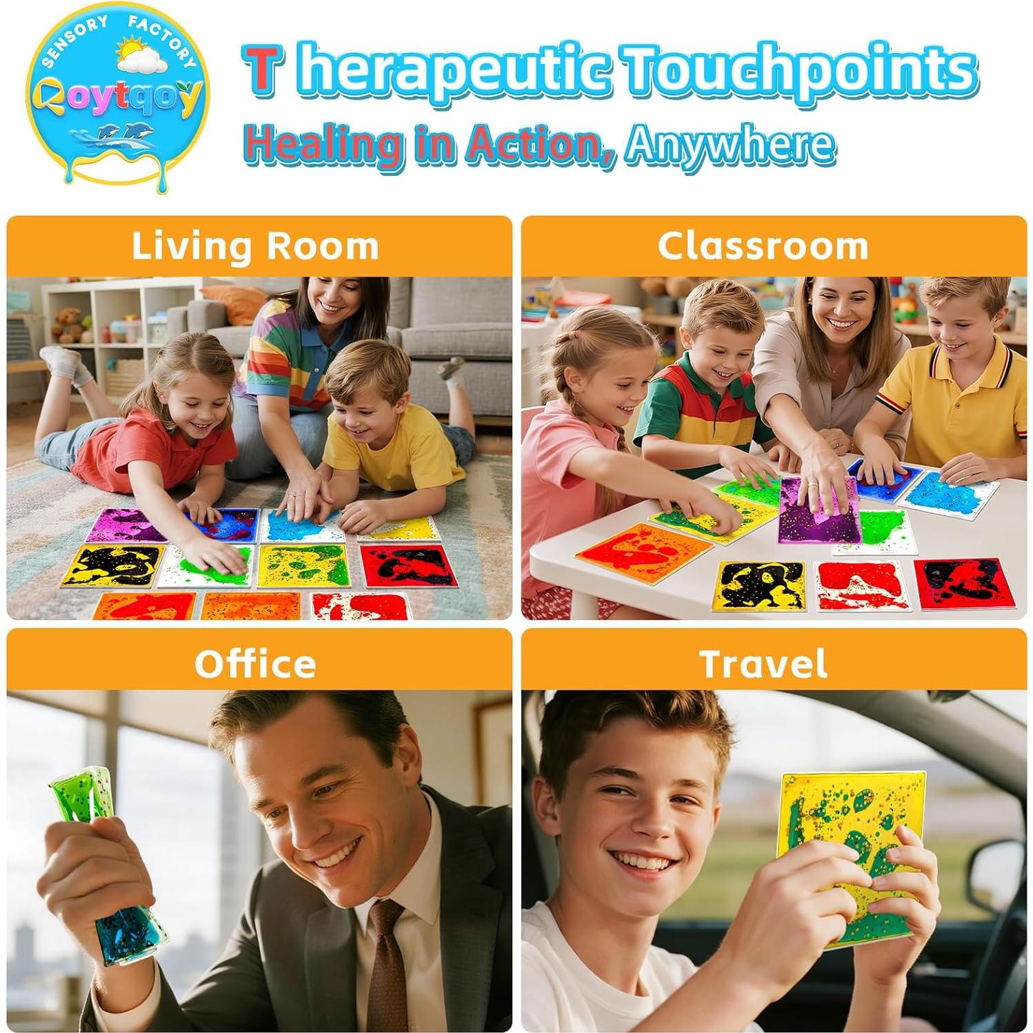 Losas de Gel Sensorial Qoytqoy 12 Paquetes Antiestrés 15x15cm