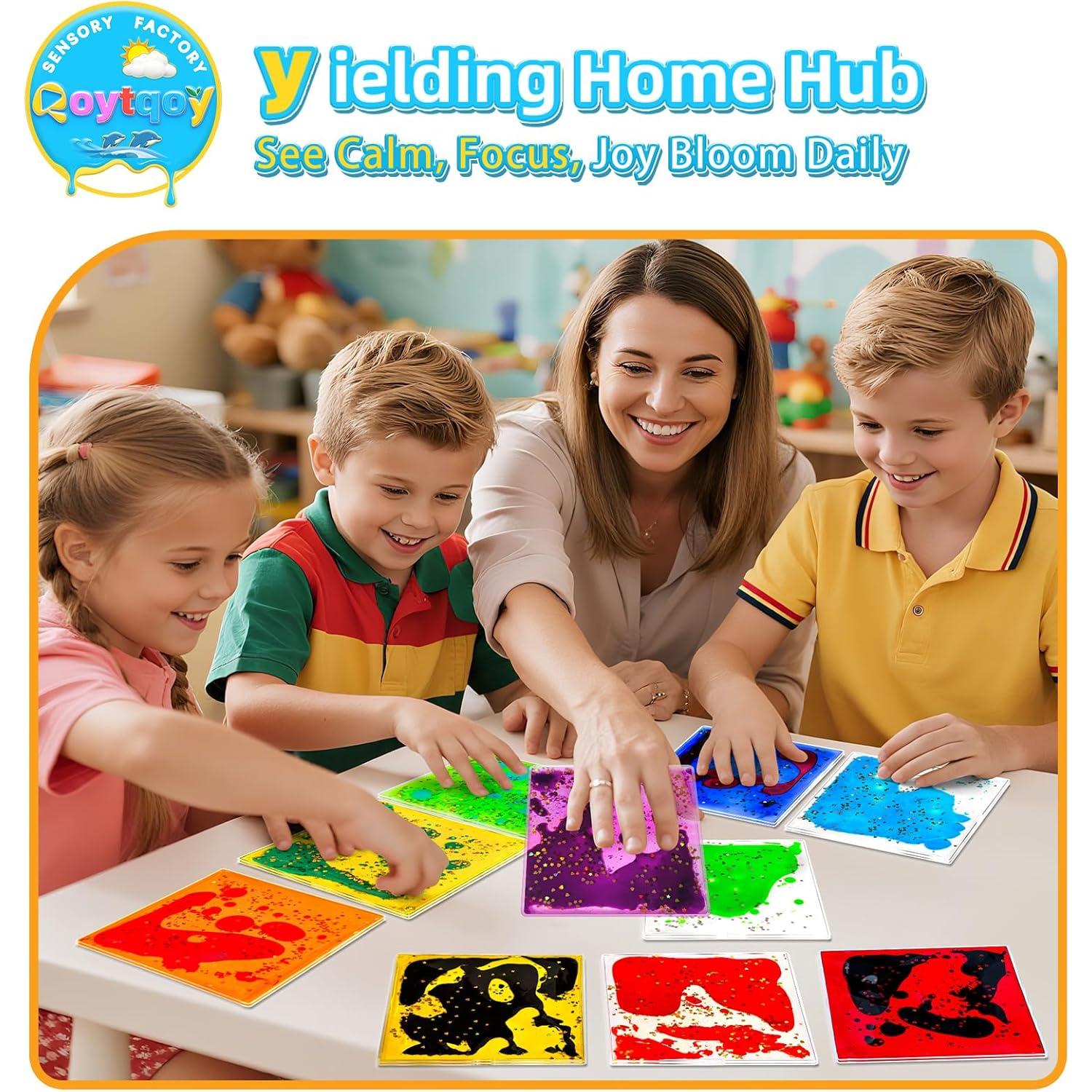 Losas de Gel Sensorial Qoytqoy 12 Paquetes Antiestrés 15x15cm