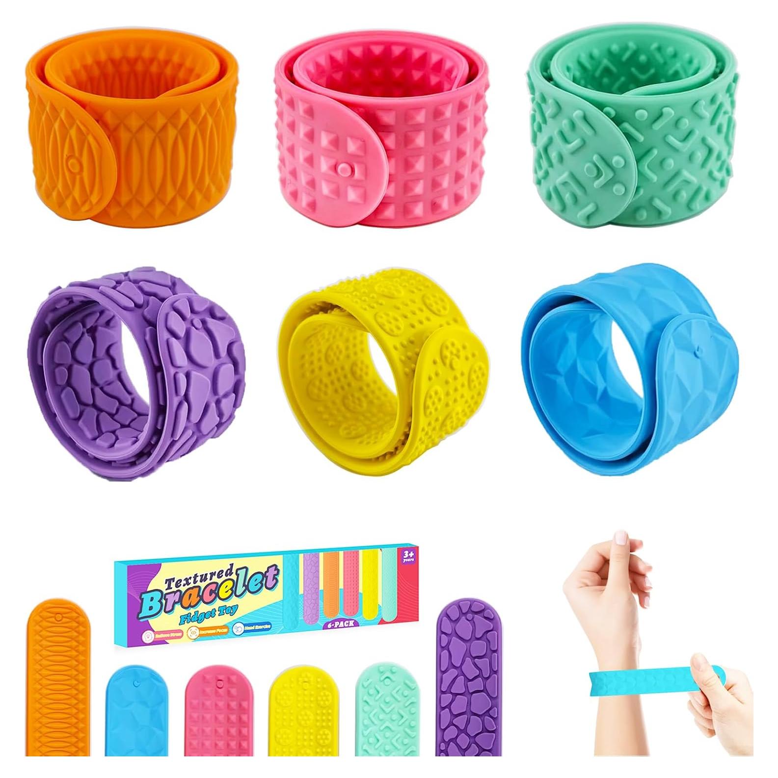 6 Pulseras Antiestrés de Silicona Texturizada DTBZEHR