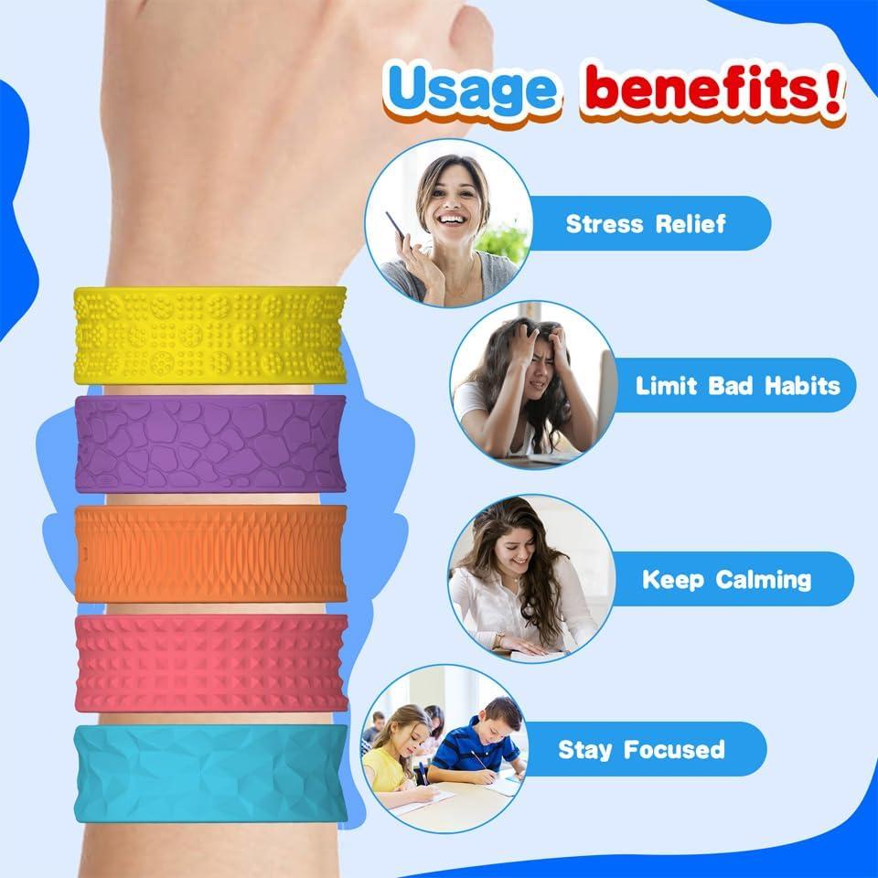 6 Pulseras Antiestrés de Silicona Texturizada DTBZEHR