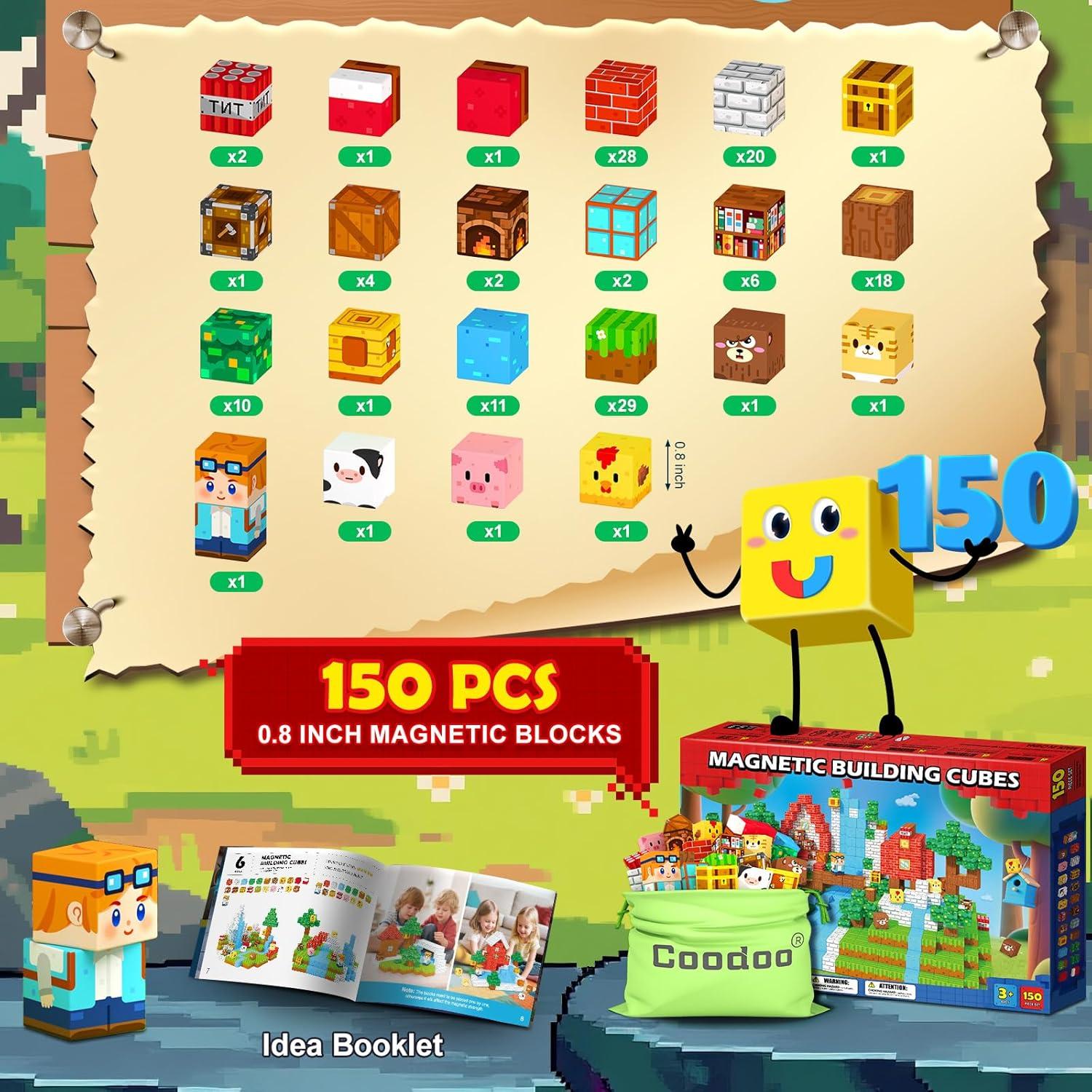 150 Bloques Magnéticos Coodoo Set Bosque Juguetes STEM 3+