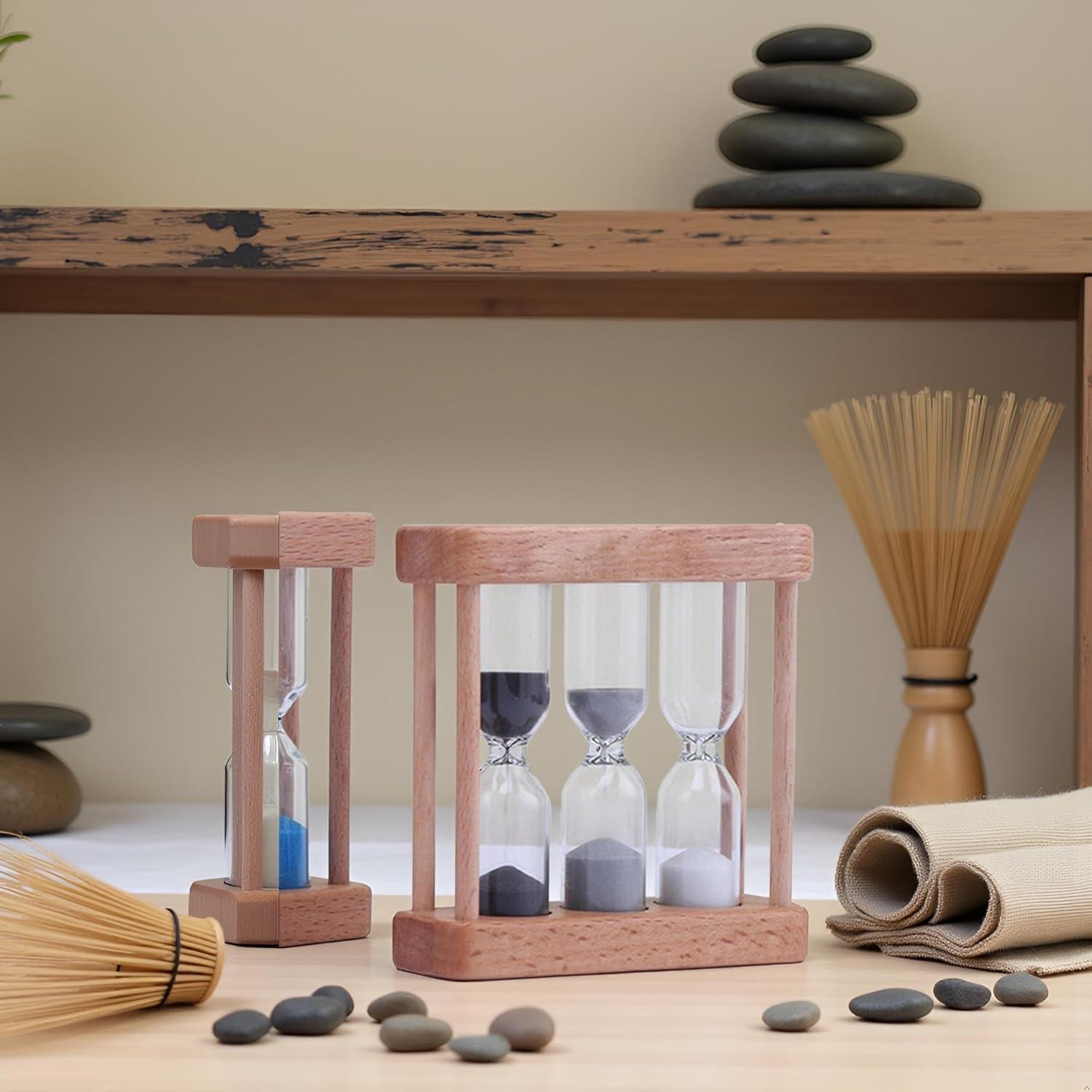 Reloj de Arena de Vidrio y Madera Galepromot 1-3-5 Minutos