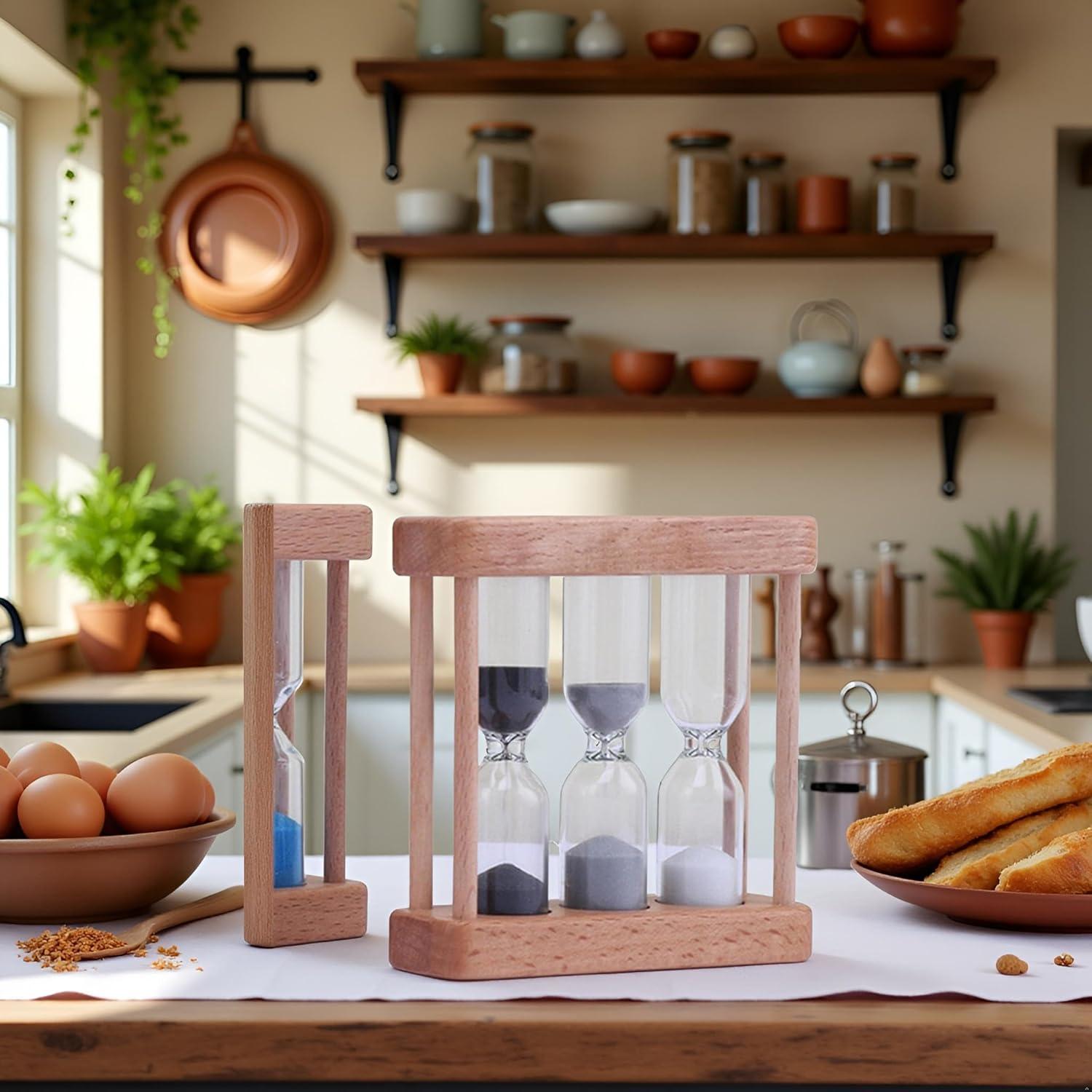 Reloj de Arena de Vidrio y Madera Galepromot 1-3-5 Minutos