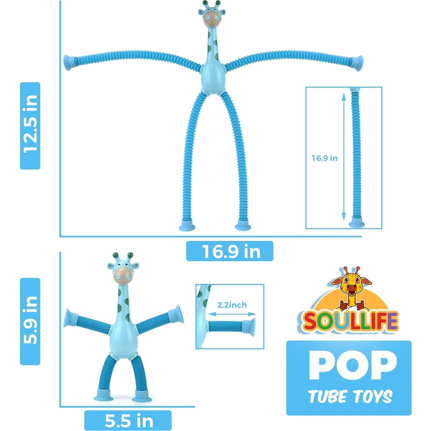 12 Juguetes Antiestrés Jirafa con Ventosa Telescópica - Soul Life