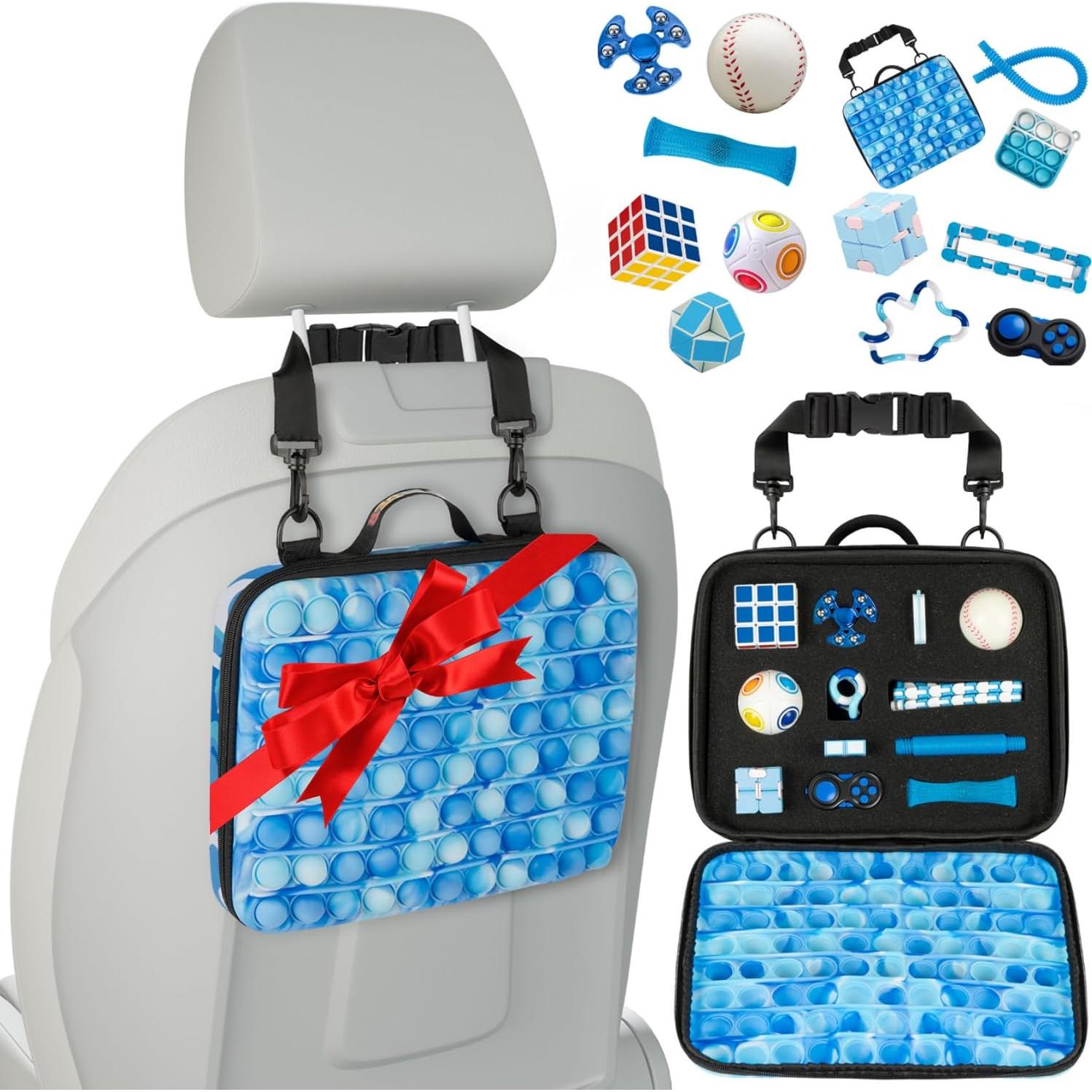 Estuche de Viaje Antiestrés Poprider Azul con 12 Juguetes
