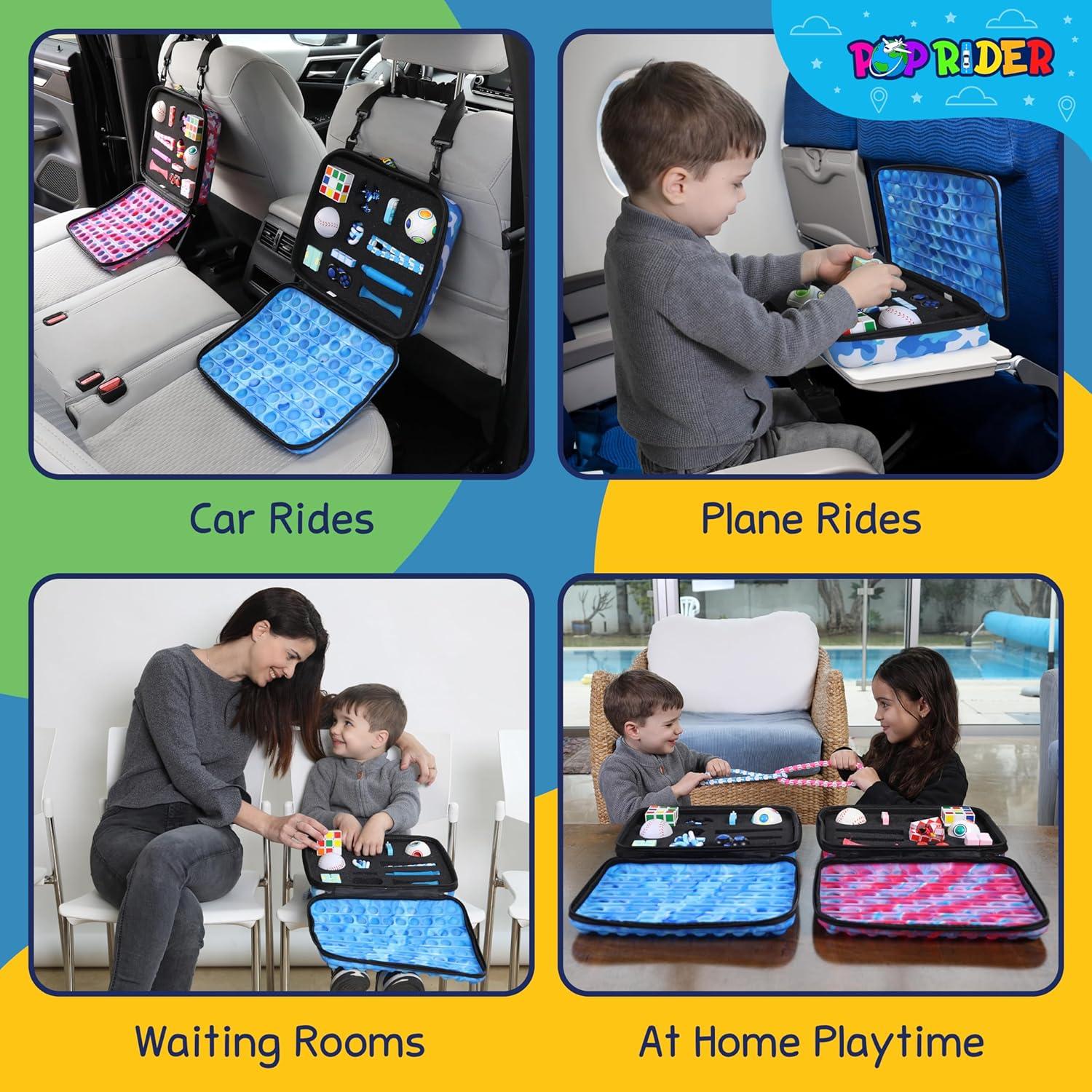 Estuche de Viaje Antiestrés Poprider Azul con 12 Juguetes