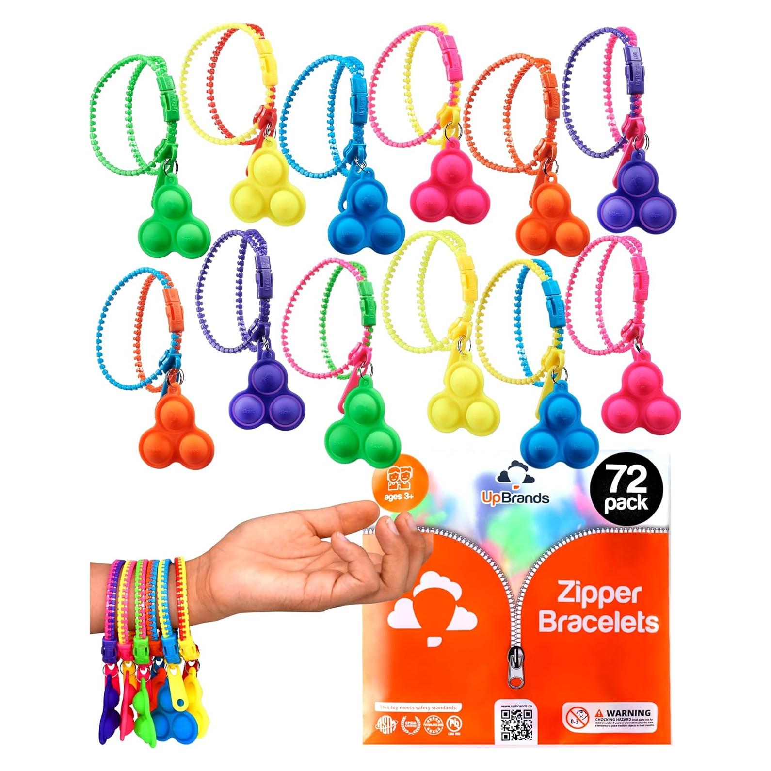 Pulseras Zipper Antiestrés UpBrands 72 Unidades 17.8 cm