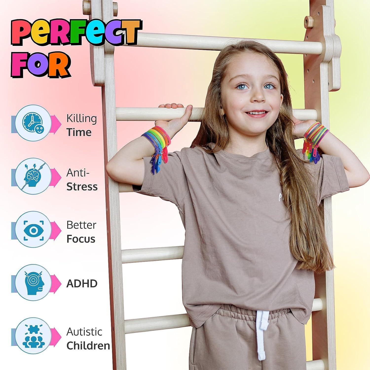 Pulseras Zipper Antiestrés UpBrands 72 Unidades 17.8 cm