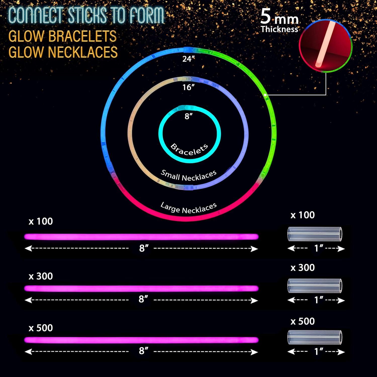 GemPrime 100 Palos Brillantes 20 cm + 100 Conectores Fiesta