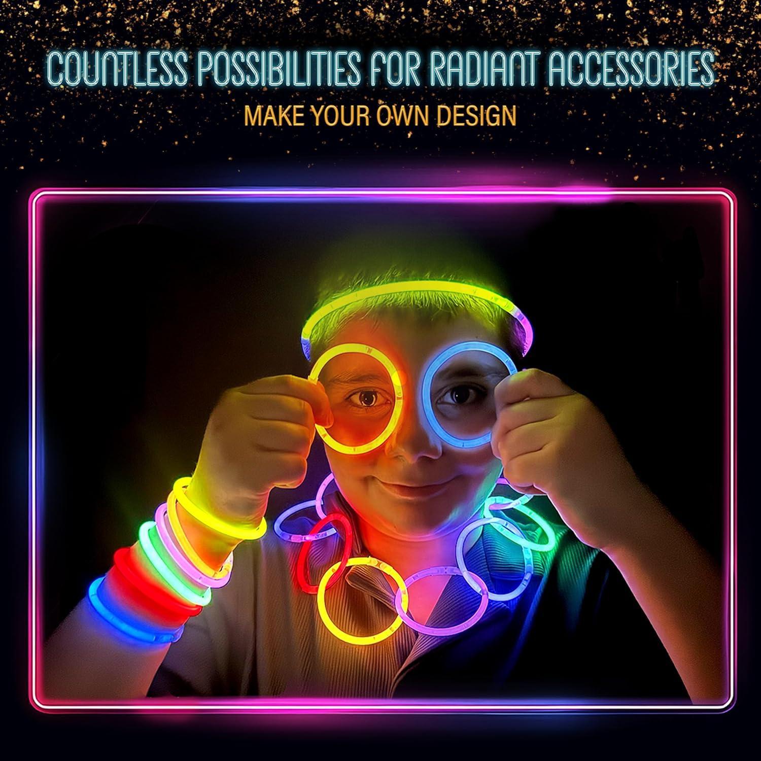 GemPrime 100 Palos Brillantes 20 cm + 100 Conectores Fiesta