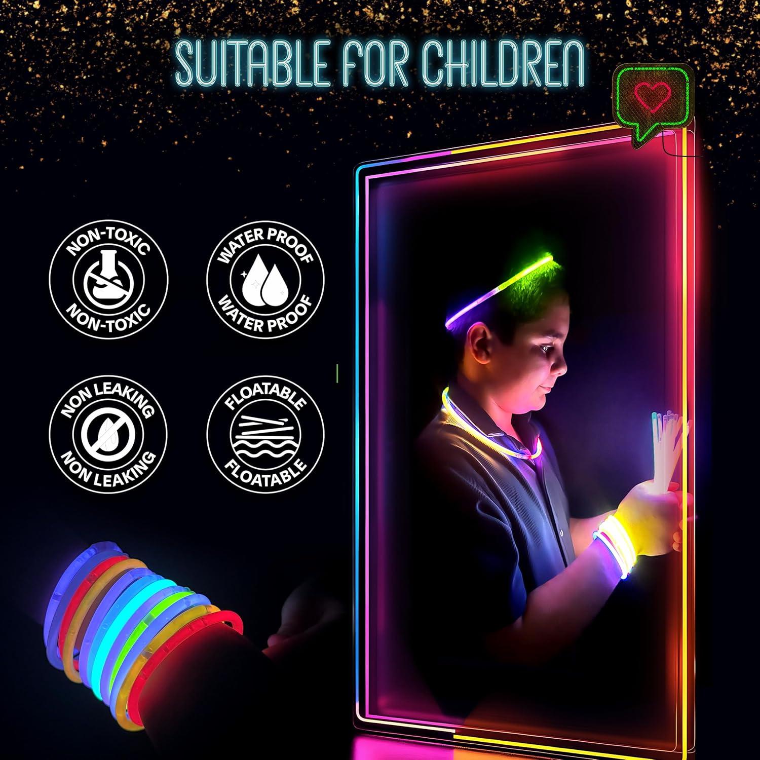 GemPrime 100 Palos Brillantes 20 cm + 100 Conectores Fiesta