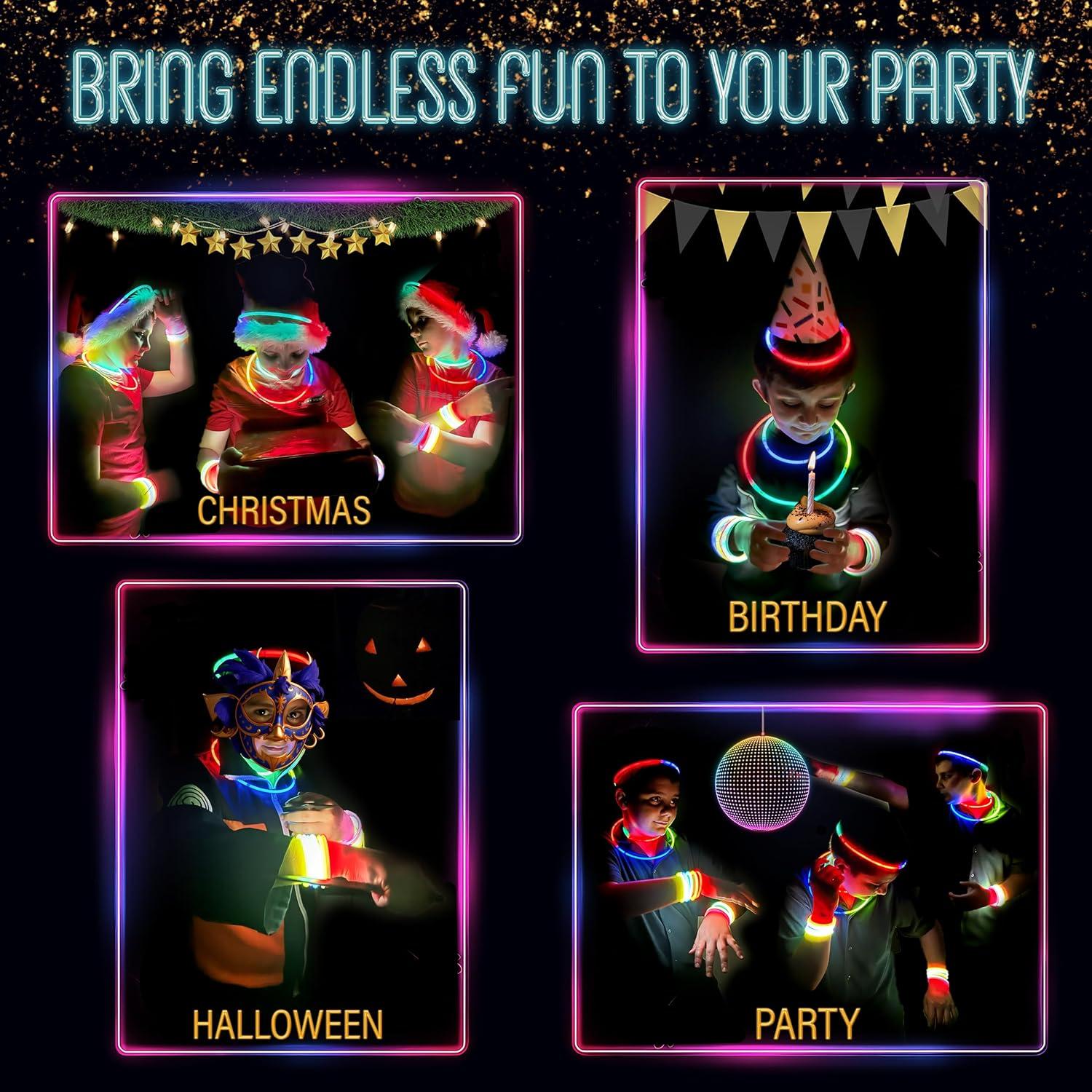 GemPrime 100 Palos Brillantes 20 cm + 100 Conectores Fiesta