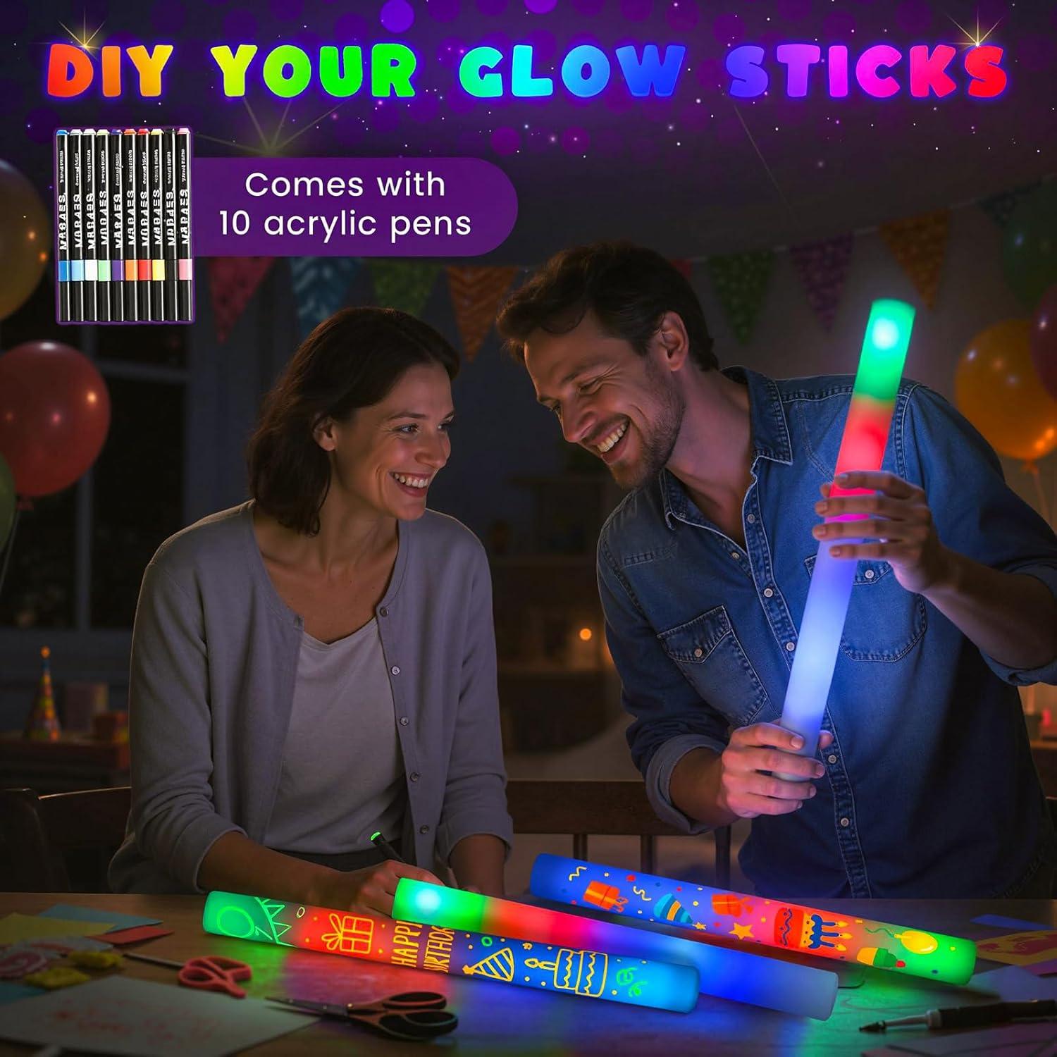 Palos de Espuma LED Brillantes LOVESTOWN 20PCS con 3 Modos