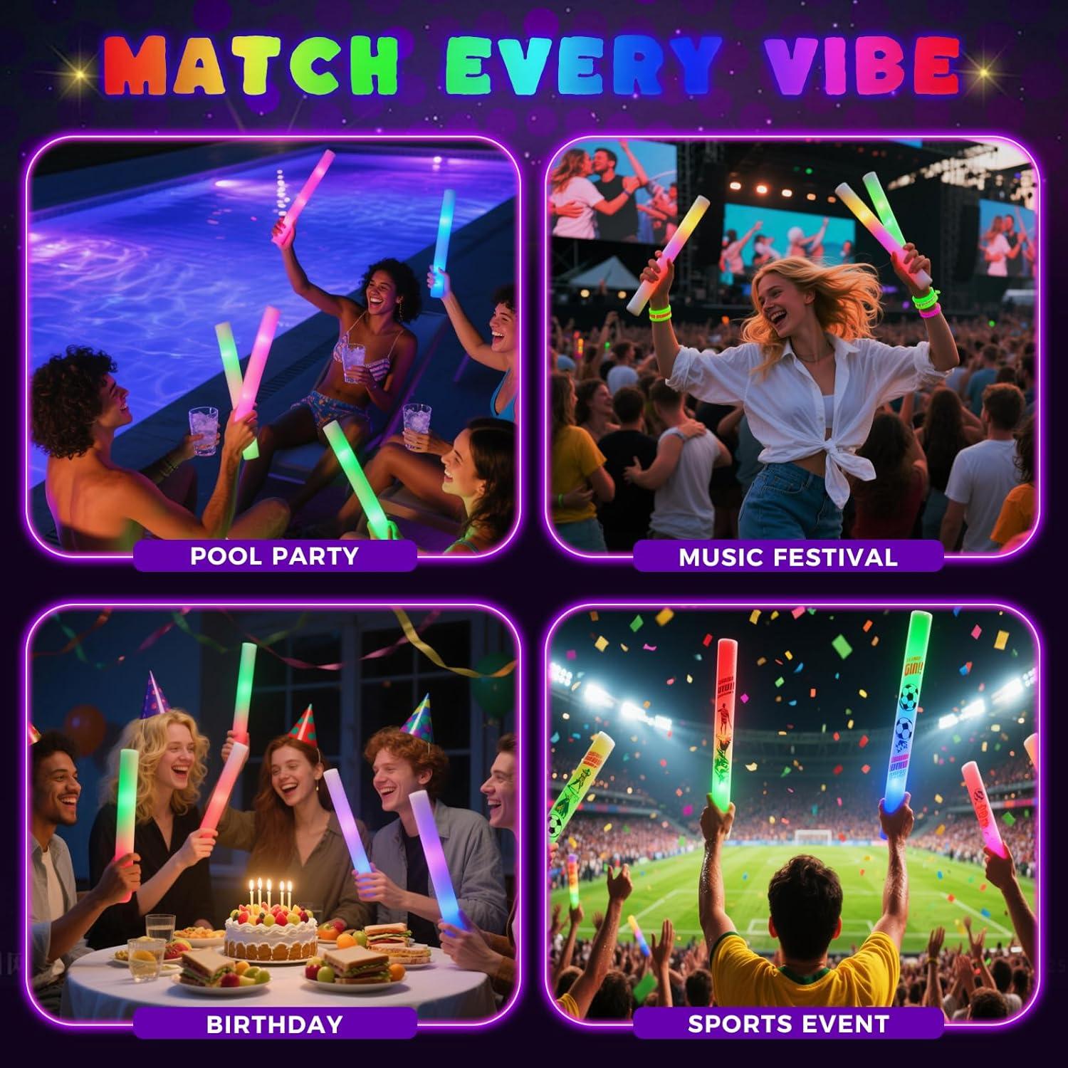 Palos de Espuma LED Brillantes LOVESTOWN 20PCS con 3 Modos