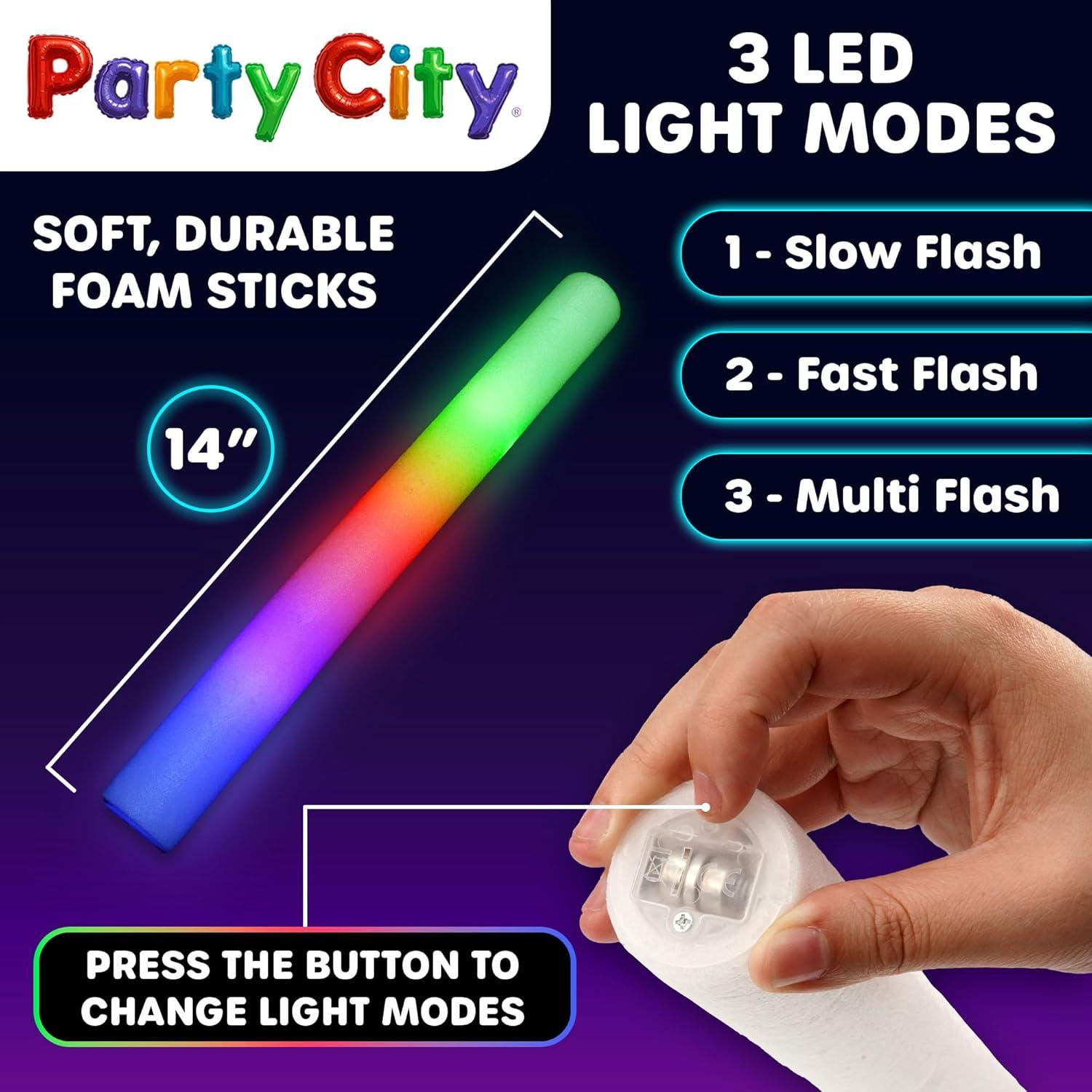 Paquete de 24 Varitas de Espuma LED Brillantes Party City 36.98 cm