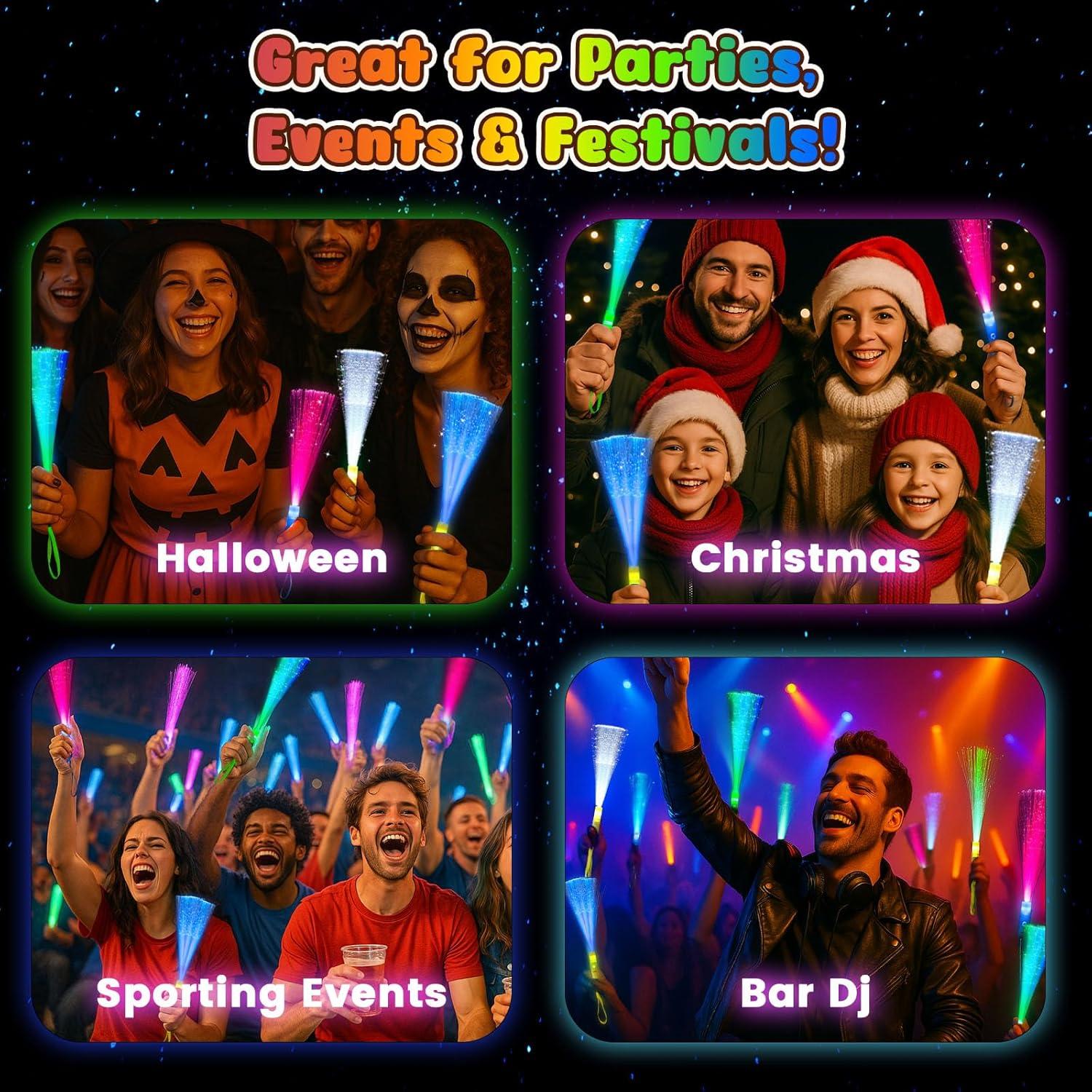 Palos Brillantes LED LovesTown 12PCS para Fiestas - 3 Modos