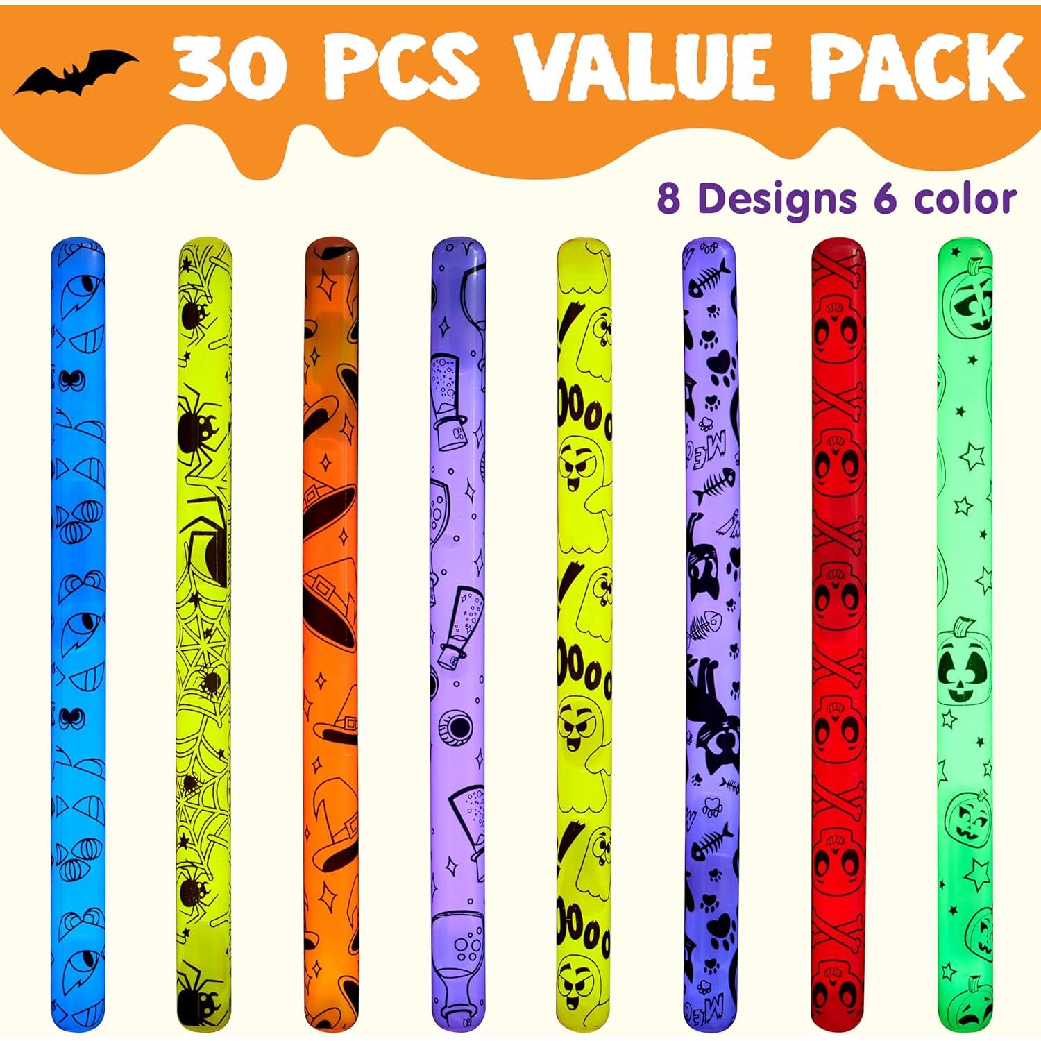 Palos Brillantes de Halloween JOYIN 30 Pcs 6 Colores 8 Diseños