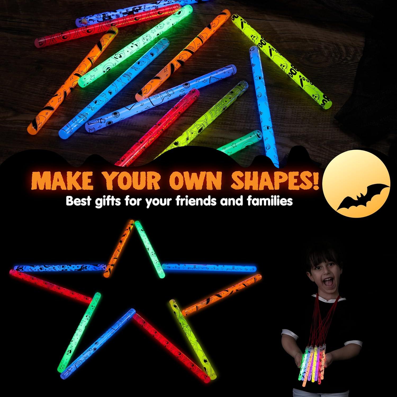 Palos Brillantes de Halloween JOYIN 30 Pcs 6 Colores 8 Diseños