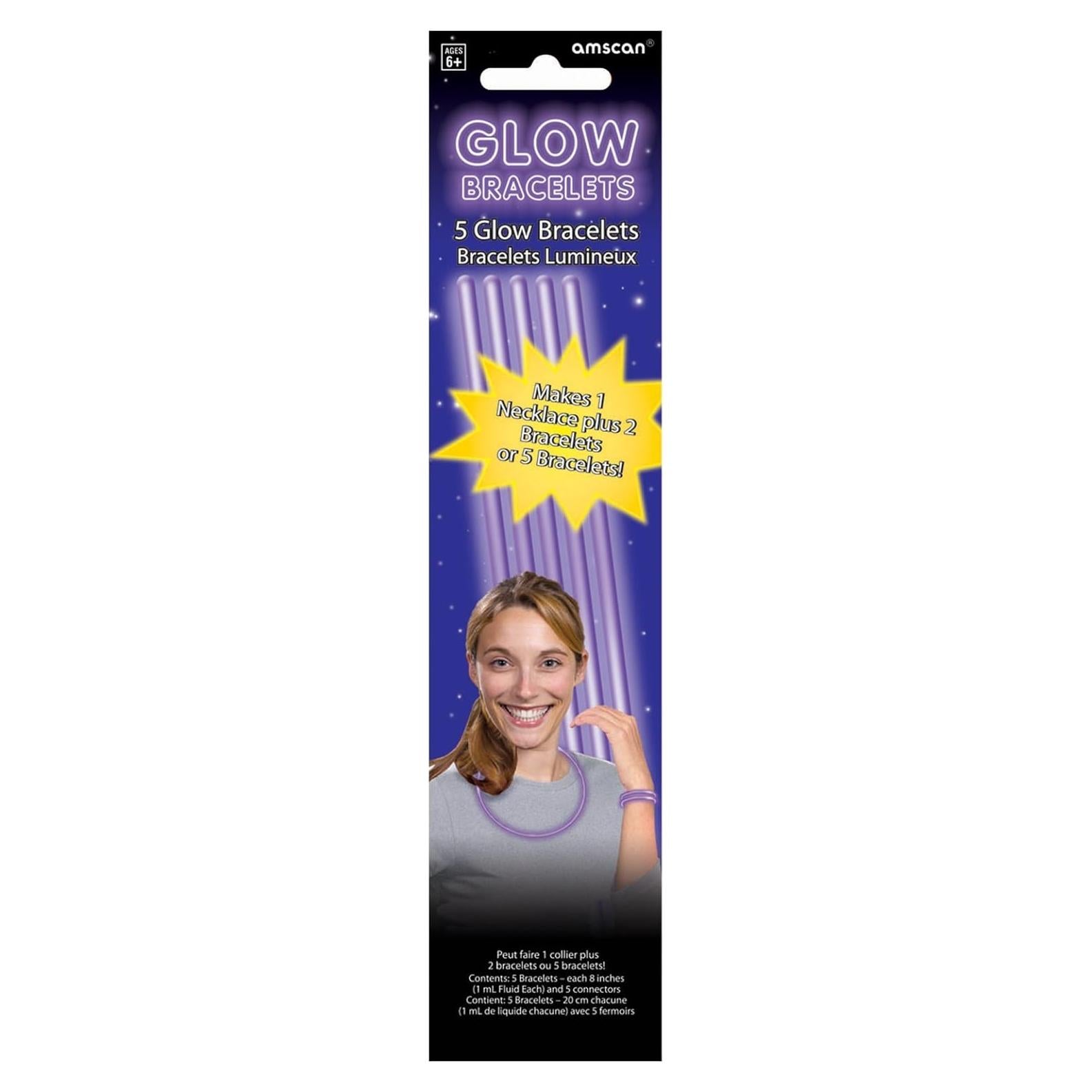 Bastones de Luz Púrpura Amscan - 20.32 cm - Paquete de 5