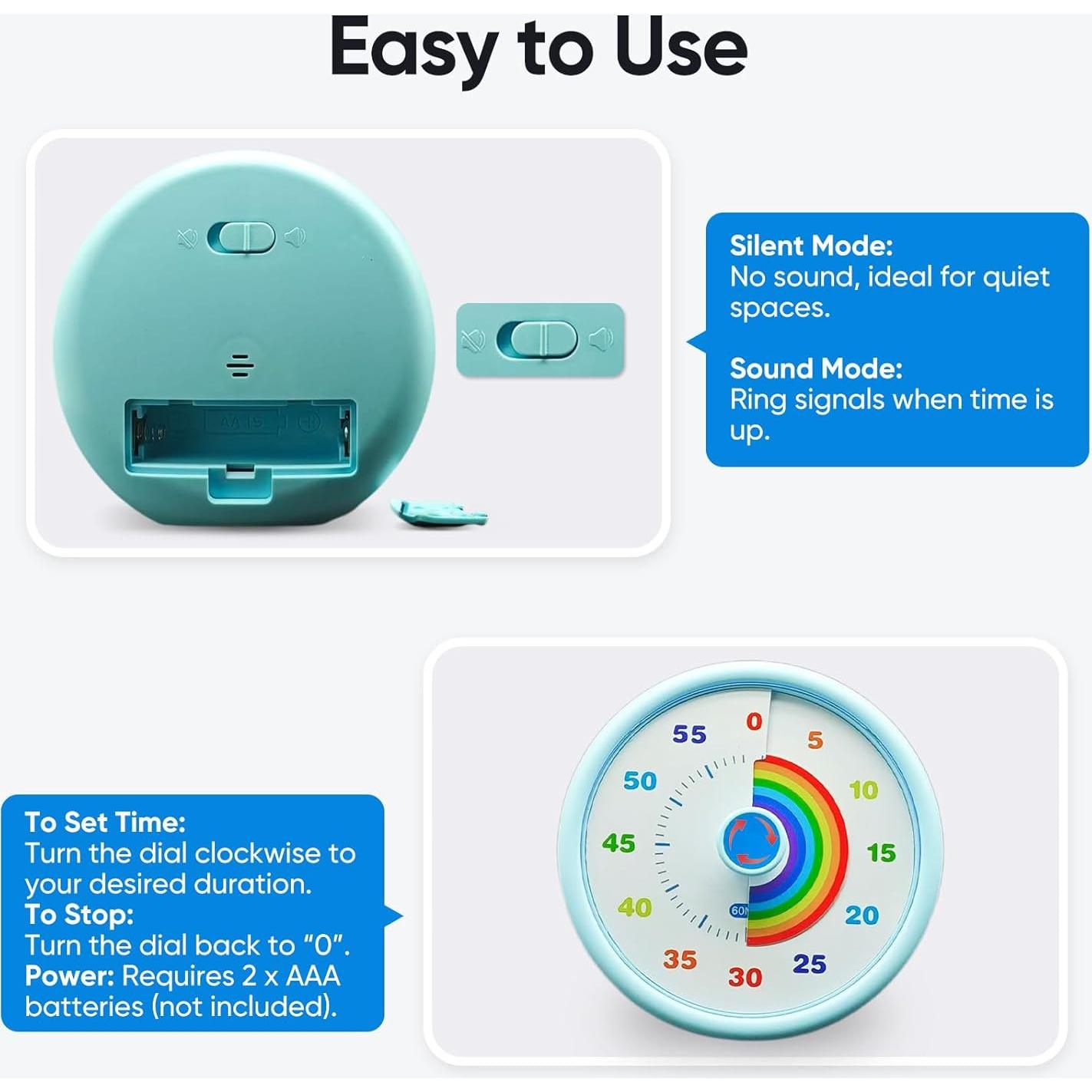 Temporizador Visual Nixroork Arcoíris 60 Minutos Silencioso