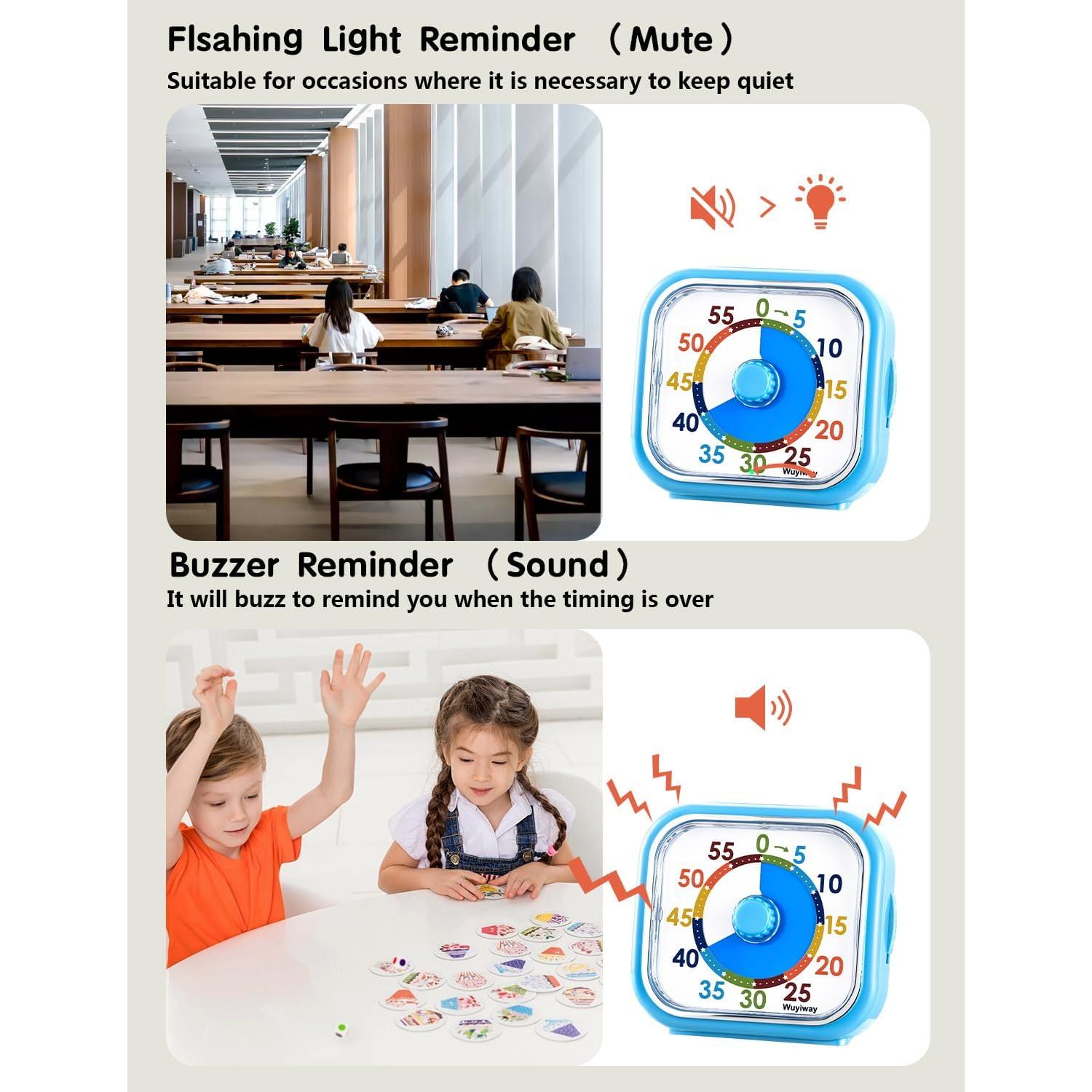 Temporizador Visual Wuyiway 4.2" Azul para Niños - Cuenta Regresiva 60 Min