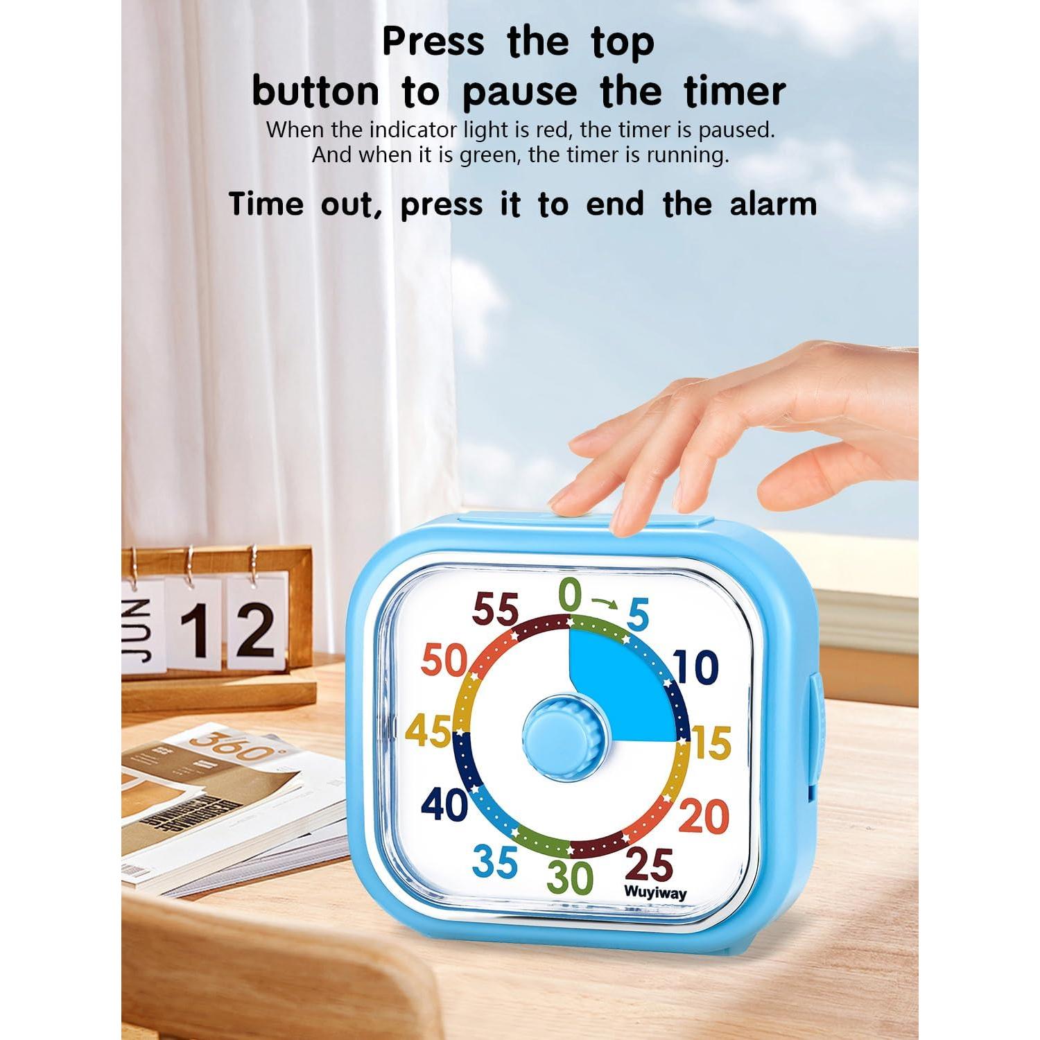 Temporizador Visual Wuyiway 4.2" Azul para Niños - Cuenta Regresiva 60 Min