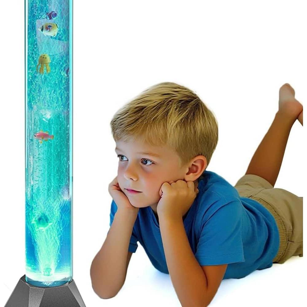Lámpara de burbujas LED MUHI 120 cm con peces nadadores