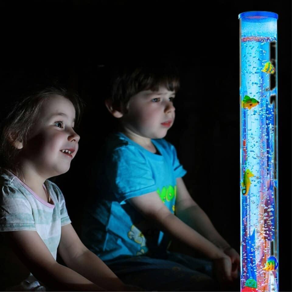 Lámpara de burbujas LED MUHI 120 cm con peces nadadores
