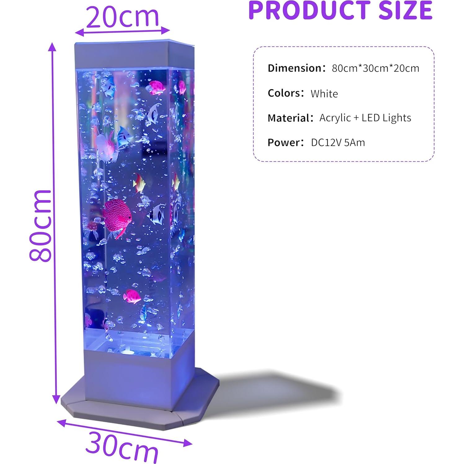 Lámpara de Burbuja Sensorial AquaCalm 80 cm - Relajación y Calma