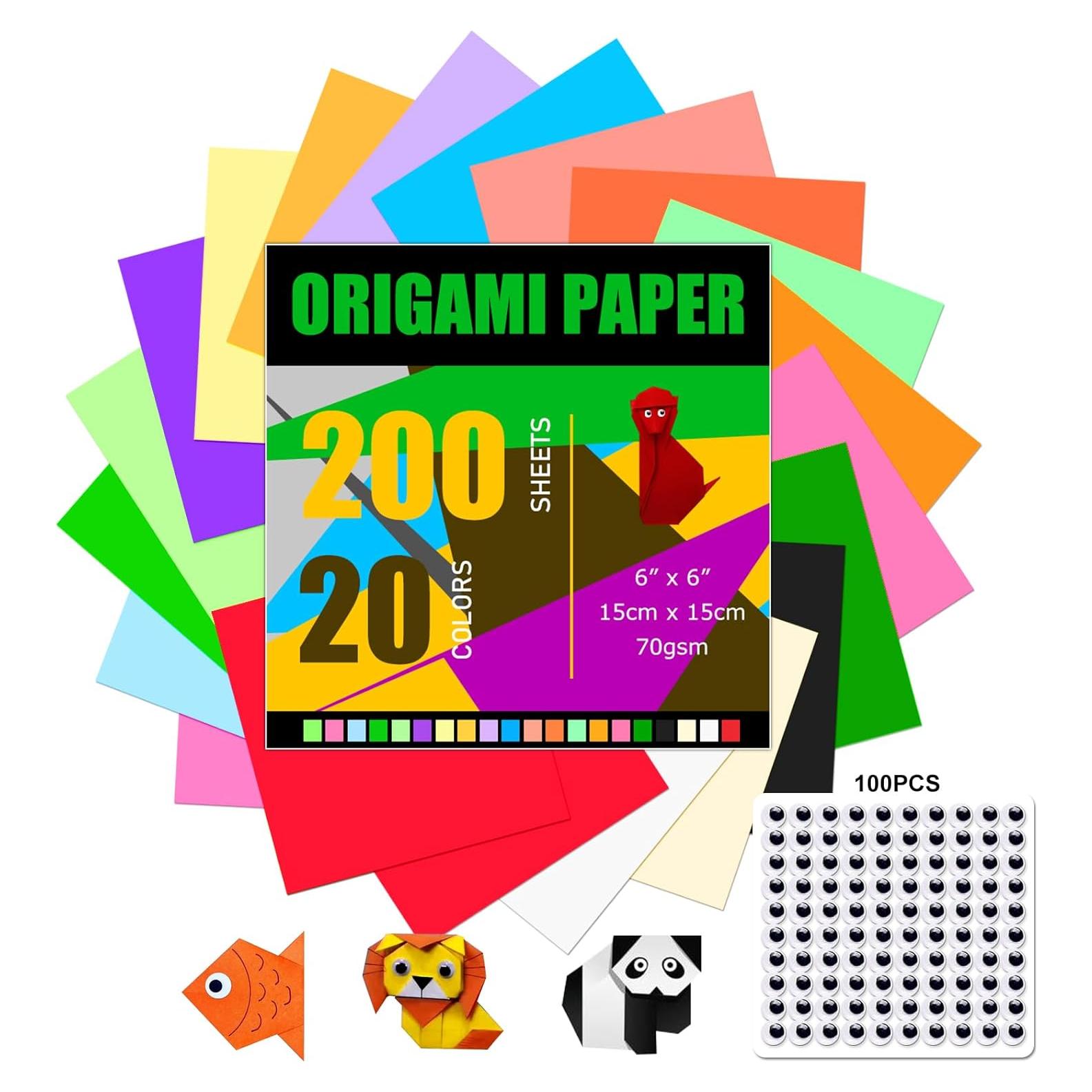 Kit de 200 Hojas de Papel Origami Firstop 15x15cm 20 Colores