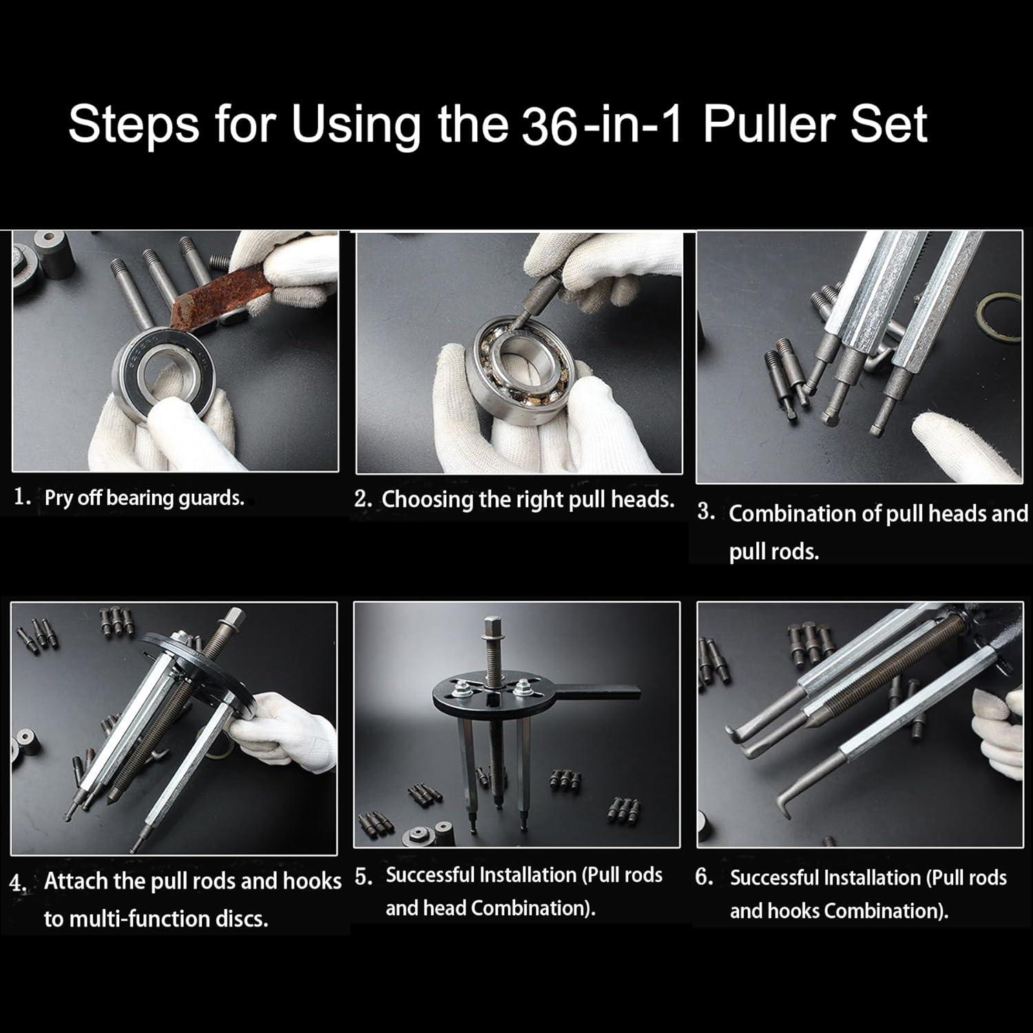 Yourelexit Kit 36-en-1 Extractores de Rodamientos 3 Garras