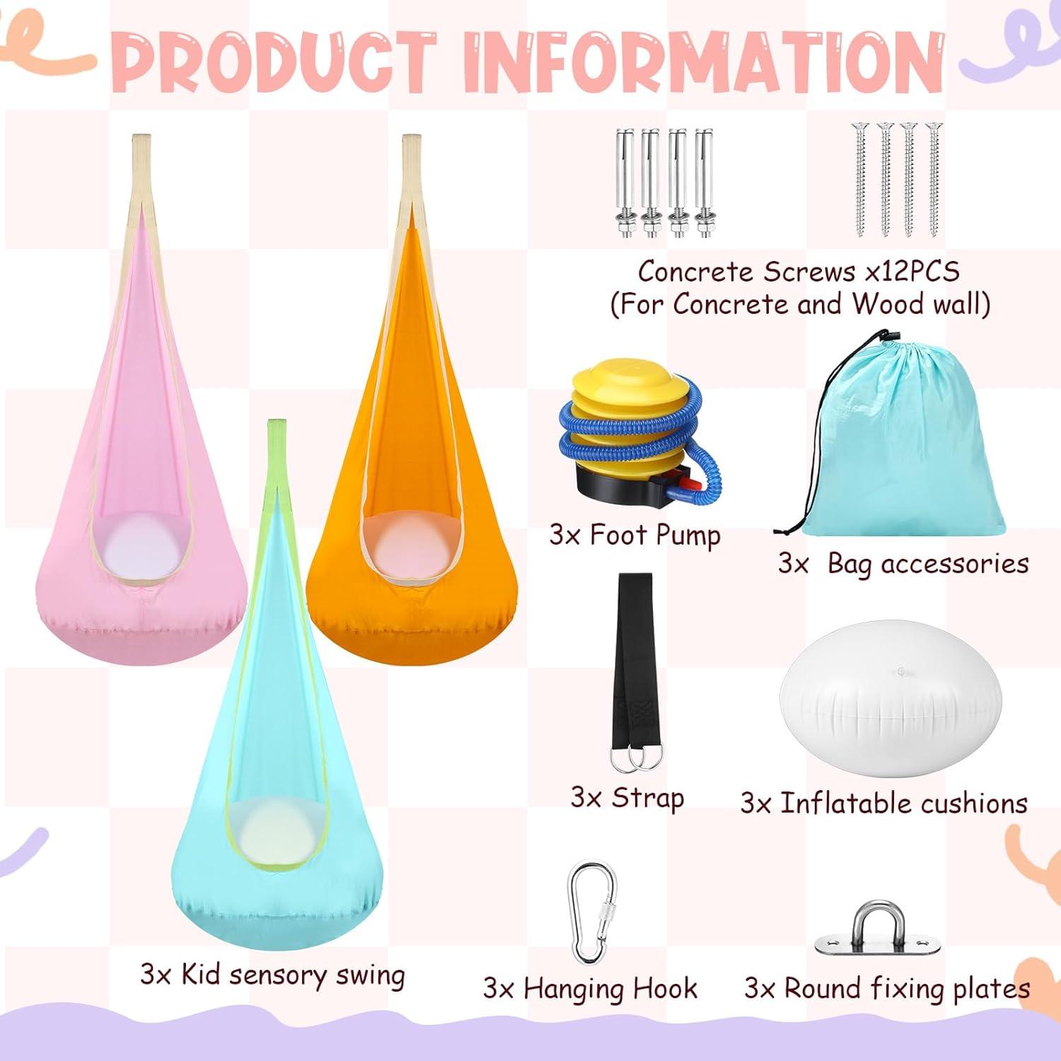 Set de 3 Columpios Sensoriales para Niños Lunmon - 99.79 kg