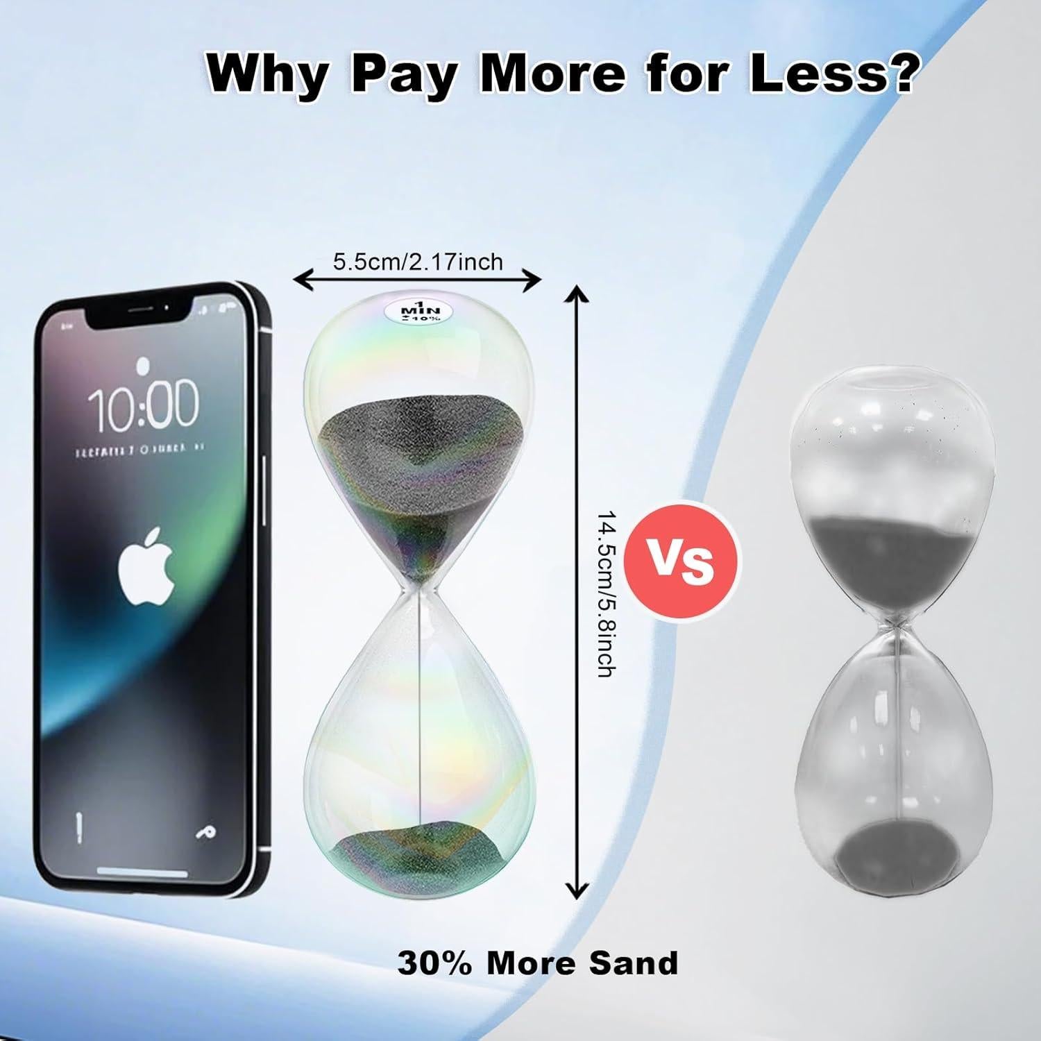 Reloj de Arena 1 Minuto Biloba Puff Negro - Vidrio Duradero