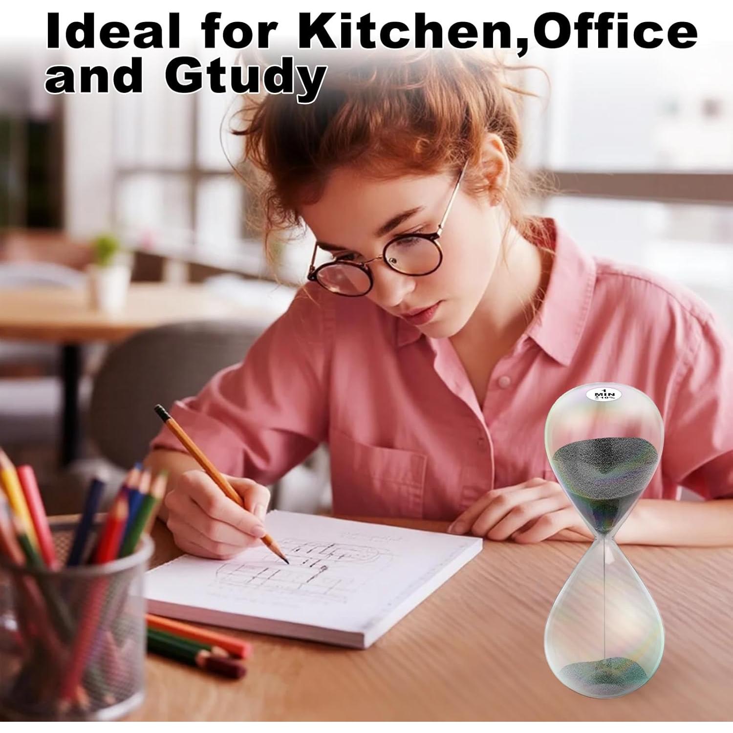 Reloj de Arena 1 Minuto Biloba Puff Negro - Vidrio Duradero