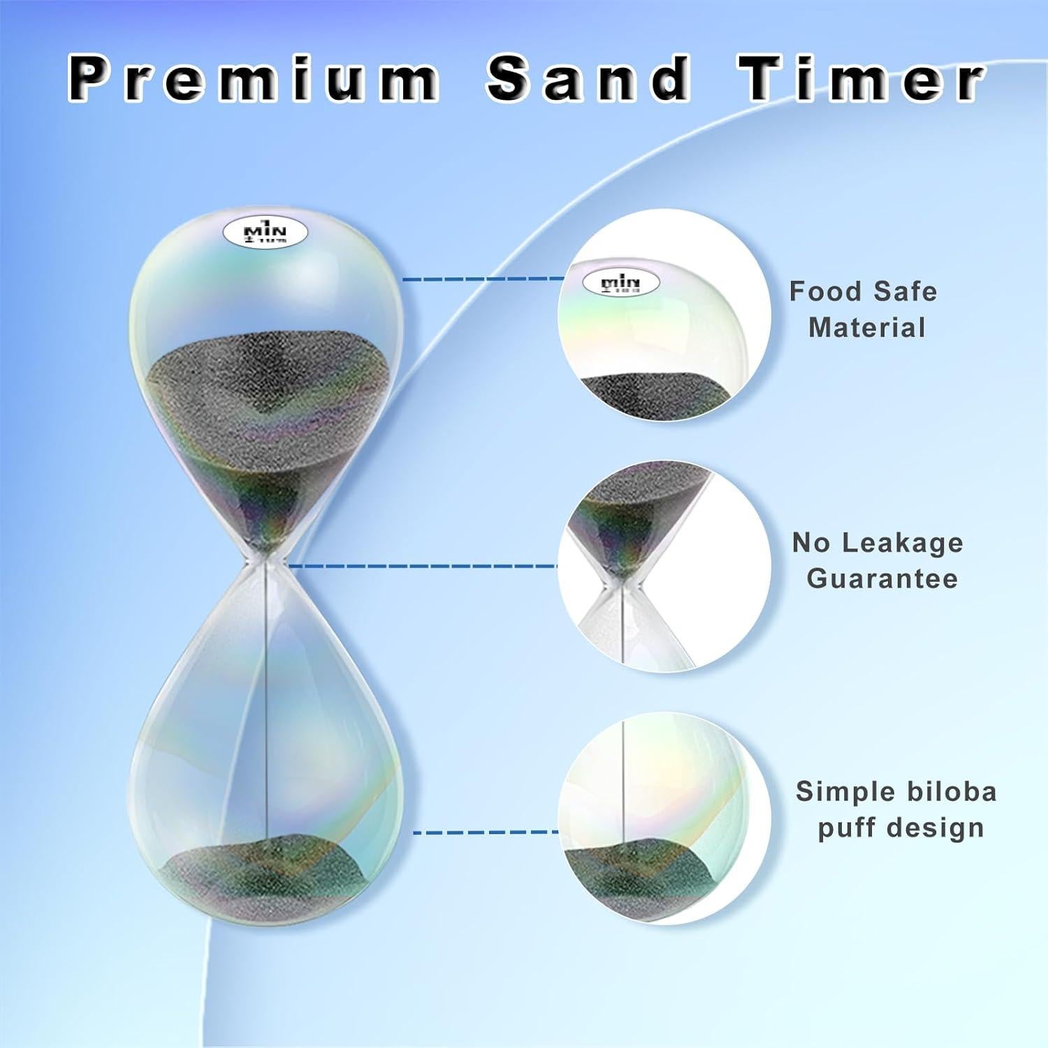 Reloj de Arena 1 Minuto Biloba Puff Negro - Vidrio Duradero