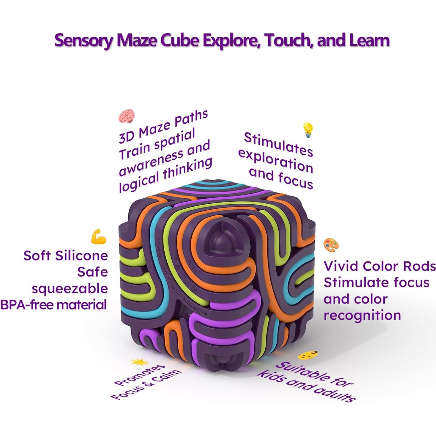 Cubo de Juguete Antiestrés YAVOUN 3D Silicona 8.1x8.1cm Púrpura